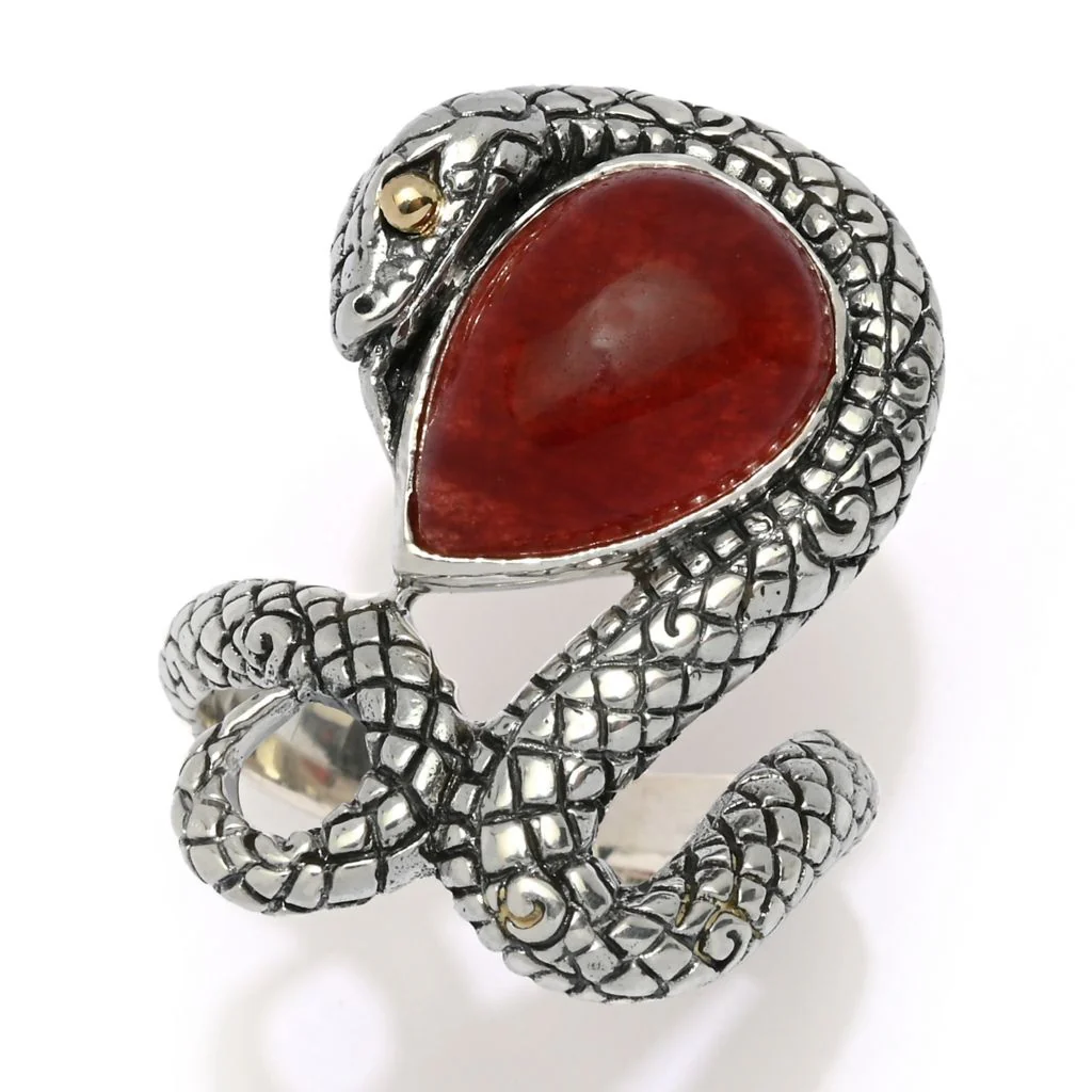 Artisan Silver by Samuel B. Choice of 14x10mm Gemstone Year of the Snake Ring - Image 8