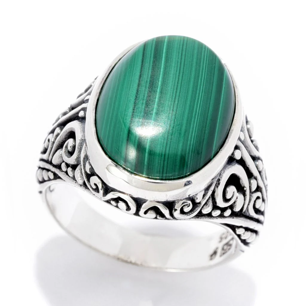Artisan Silver by Samuel B. Choice of 16x12mm Gem Filigree Ring - Image 3