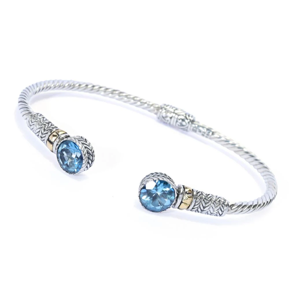 Artisan Silver by Samuel B. Choice of 4.00ctw Topaz Bangle Bracelet - Image 3