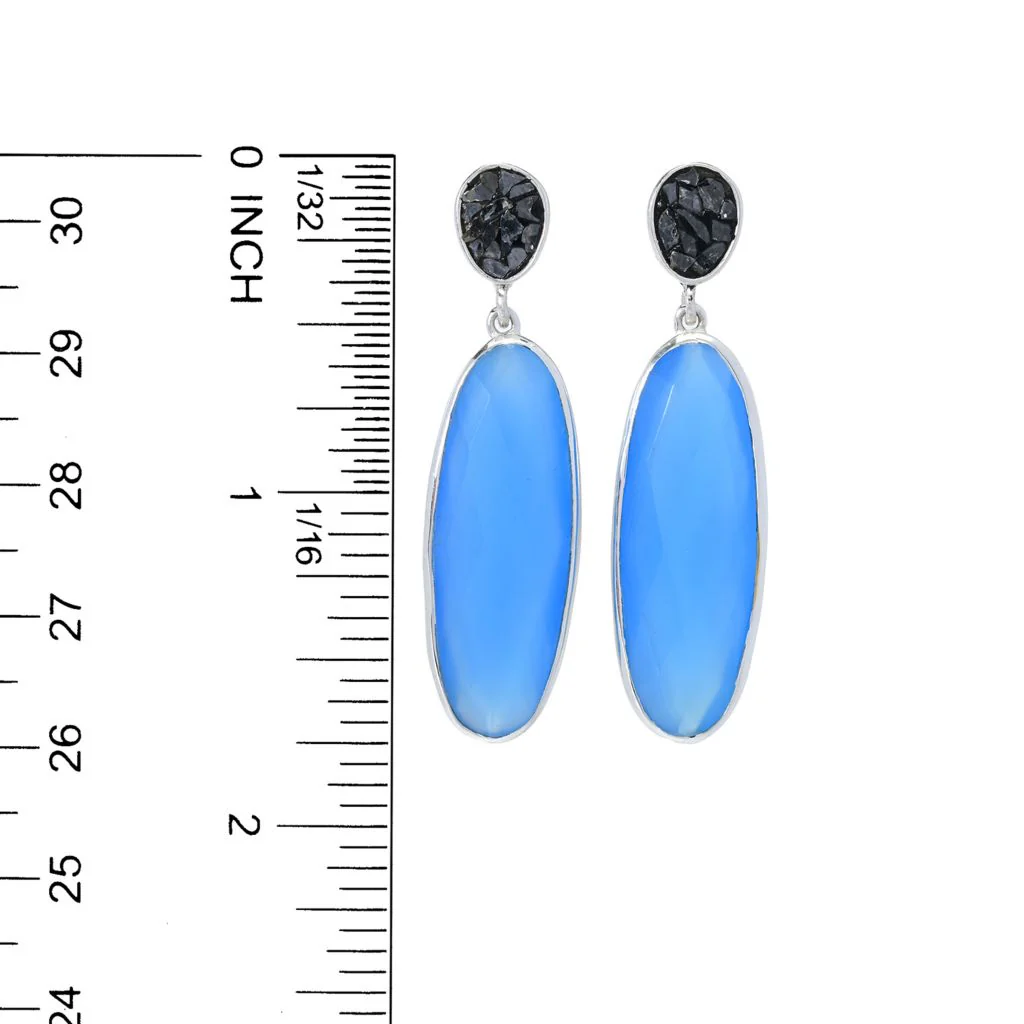 Artisan Silver by Samuel B. Choice of Gem & Black Diamond Drop Earrings - Image 2