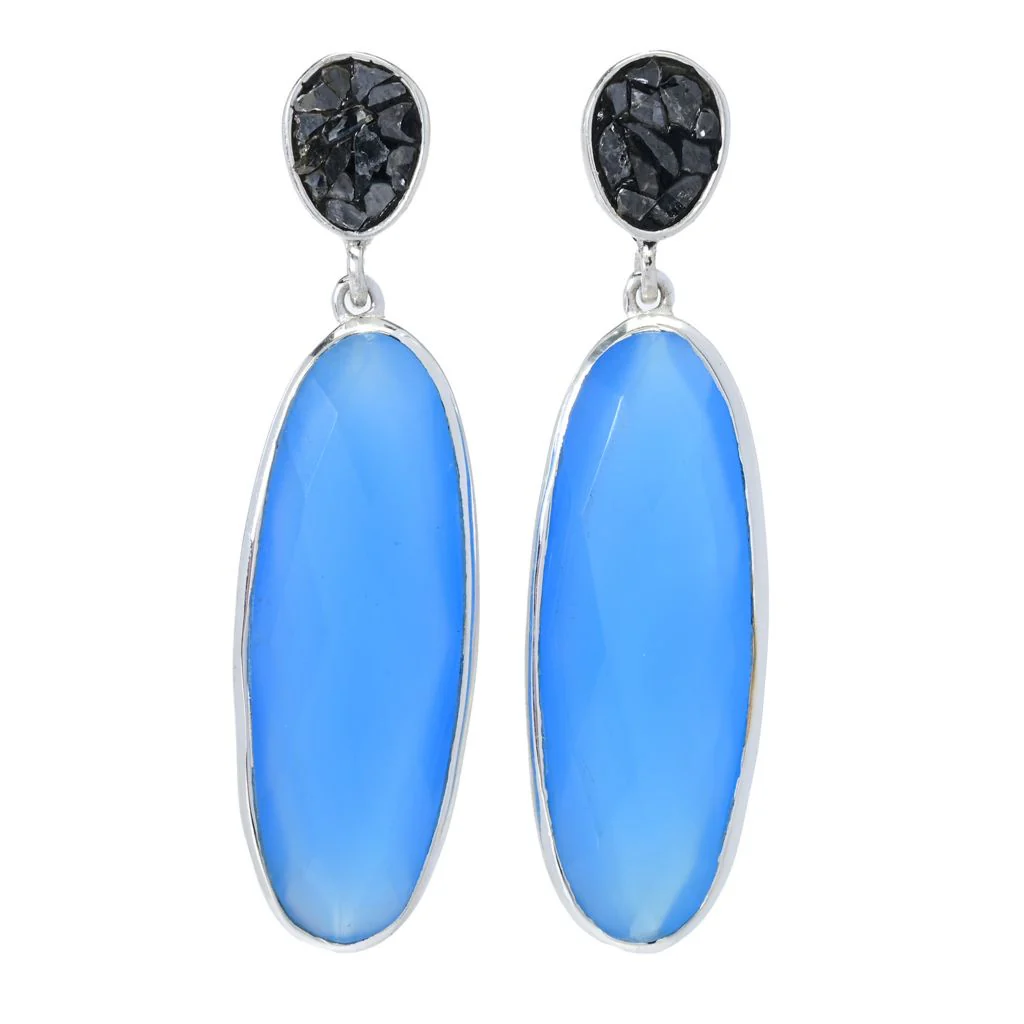 Artisan Silver by Samuel B. Choice of Gem & Black Diamond Drop Earrings - Image 4