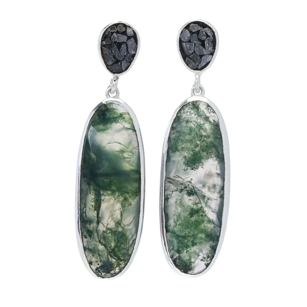 Artisan Silver by Samuel B. Choice of Gem & Black Diamond Drop Earrings - Image 5