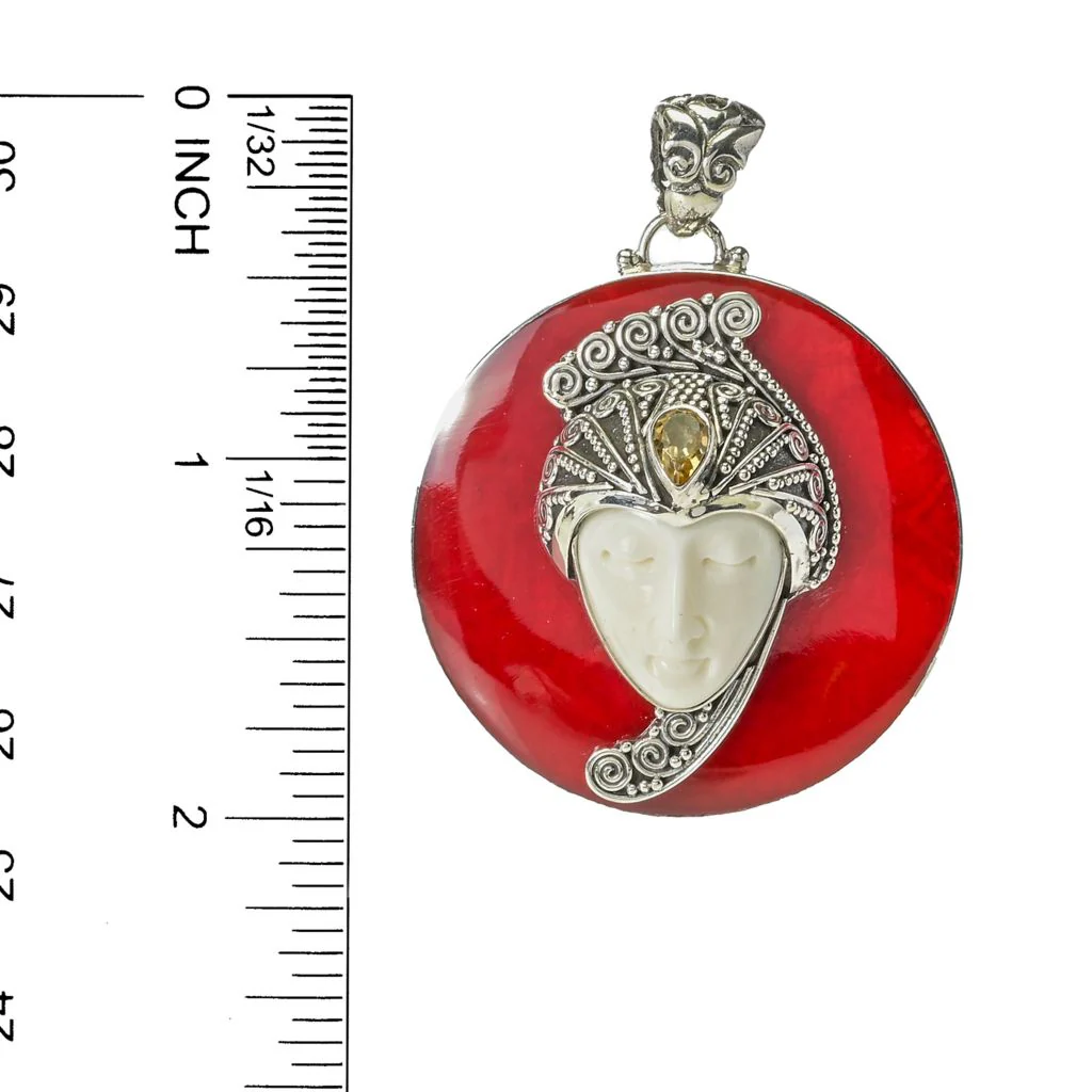 Artisan Silver by Samuel B. Choice of Gem & Carved Bone Buddha Pendant - Image 2