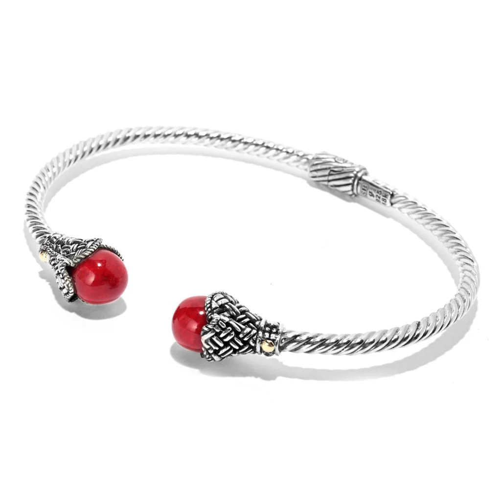 Artisan Silver by Samuel B. Choice of Gem Twisted Cable Cuff Bracelet - Image 2