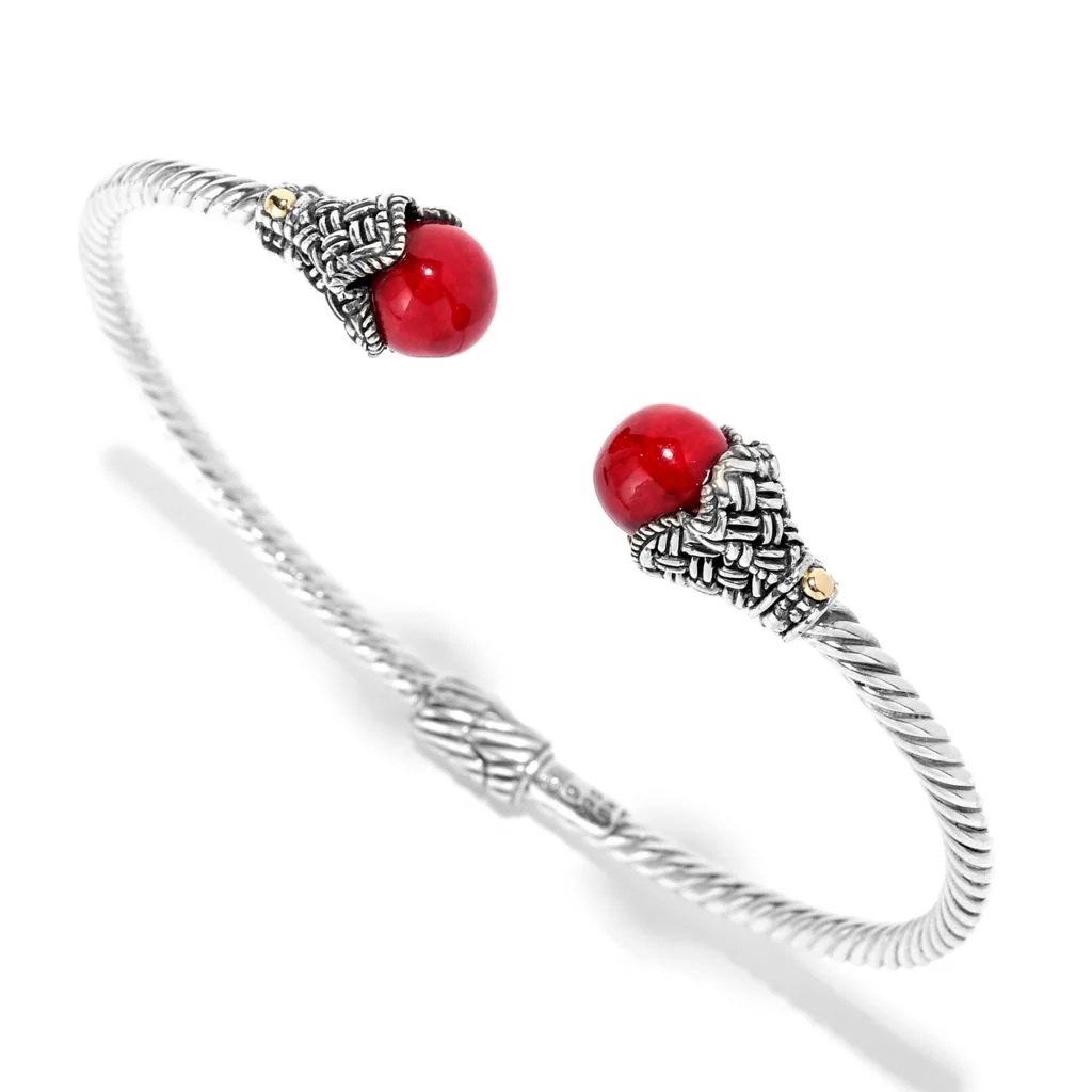 Artisan Silver by Samuel B. Choice of Gem Twisted Cable Cuff Bracelet - Image 3