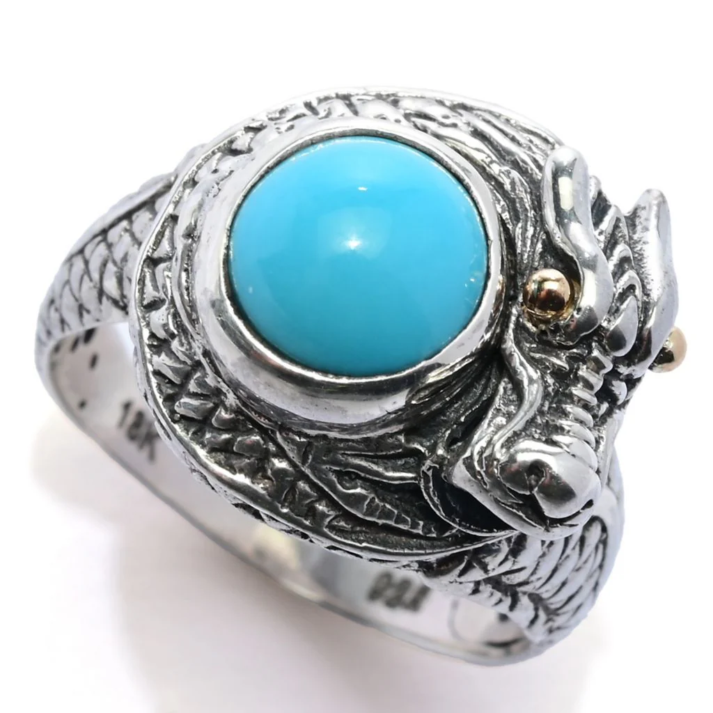 Artisan Silver by Samuel B. Choice of Gemstone Dragon Ring - Image 2