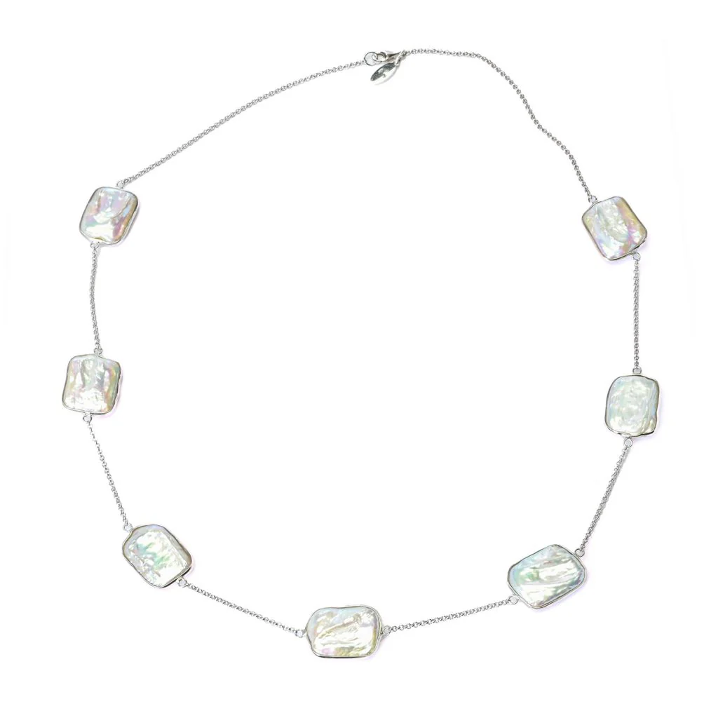 Artisan Silver by Samuel B. Cushion Shape Freshwater Cultured Pearl Necklace - Image 2