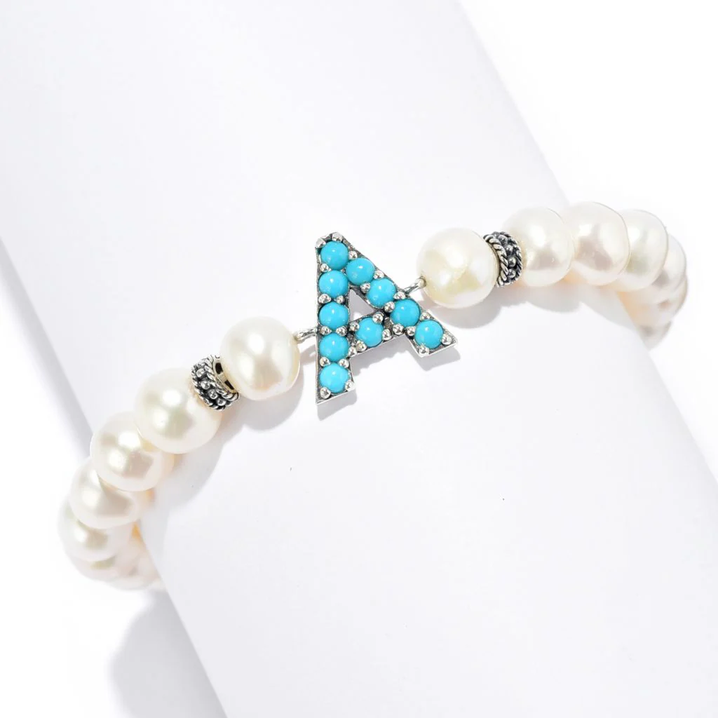 Artisan Silver by Samuel B. Pearl with Sleeping Beauty Initial Bracelet - Image 2