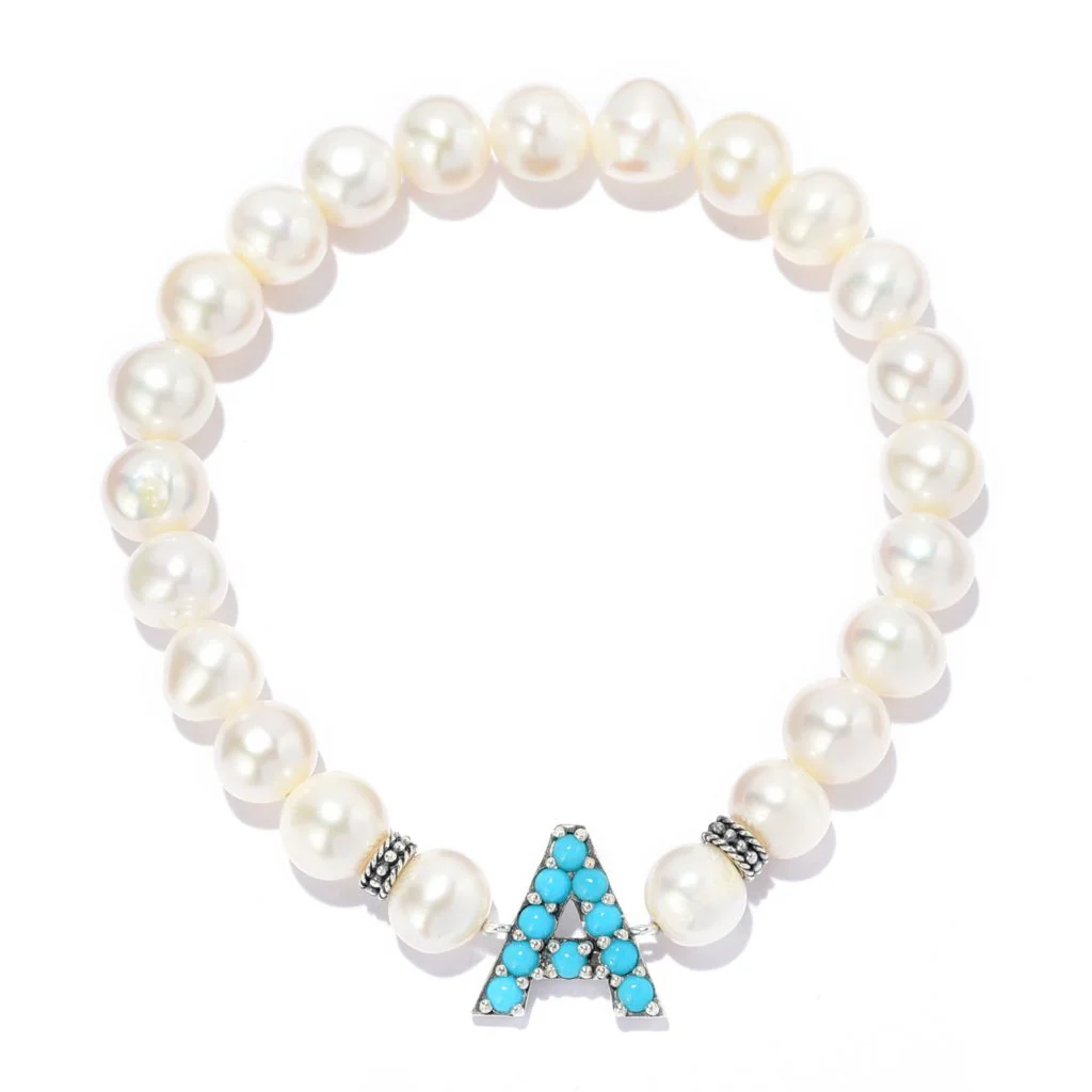 Artisan Silver by Samuel B. Pearl with Sleeping Beauty Initial Bracelet - Image 3