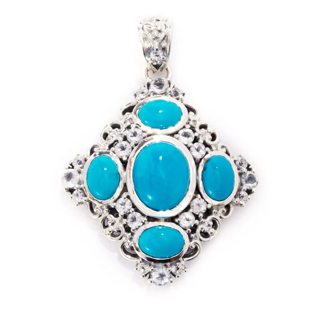Artisan Silver by Samuel B. Persian Turquoise & Choice of Gem Pendant - Image 3