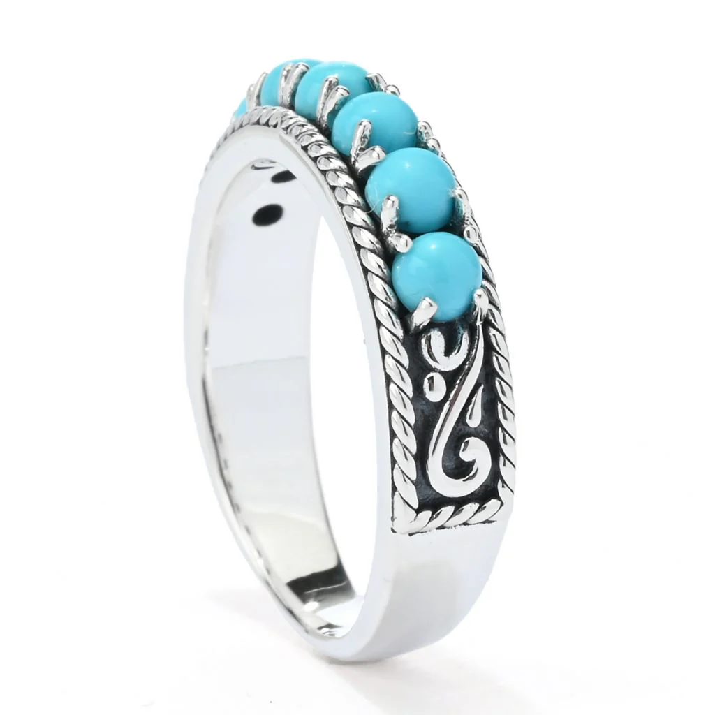 Artisan Silver by Samuel B. Sleeping Beauty Turquoise 7-Stone Band Ring - Image 2