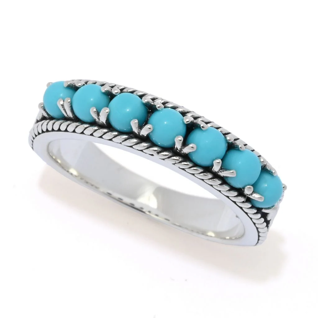 Artisan Silver by Samuel B. Sleeping Beauty Turquoise 7-Stone Band Ring - Image 3