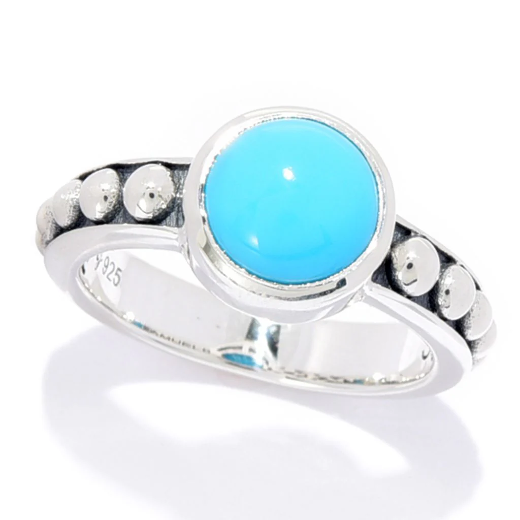 Artisan Silver by Samuel B. Sleeping Beauty Turquoise & Bead Ring - Image 3