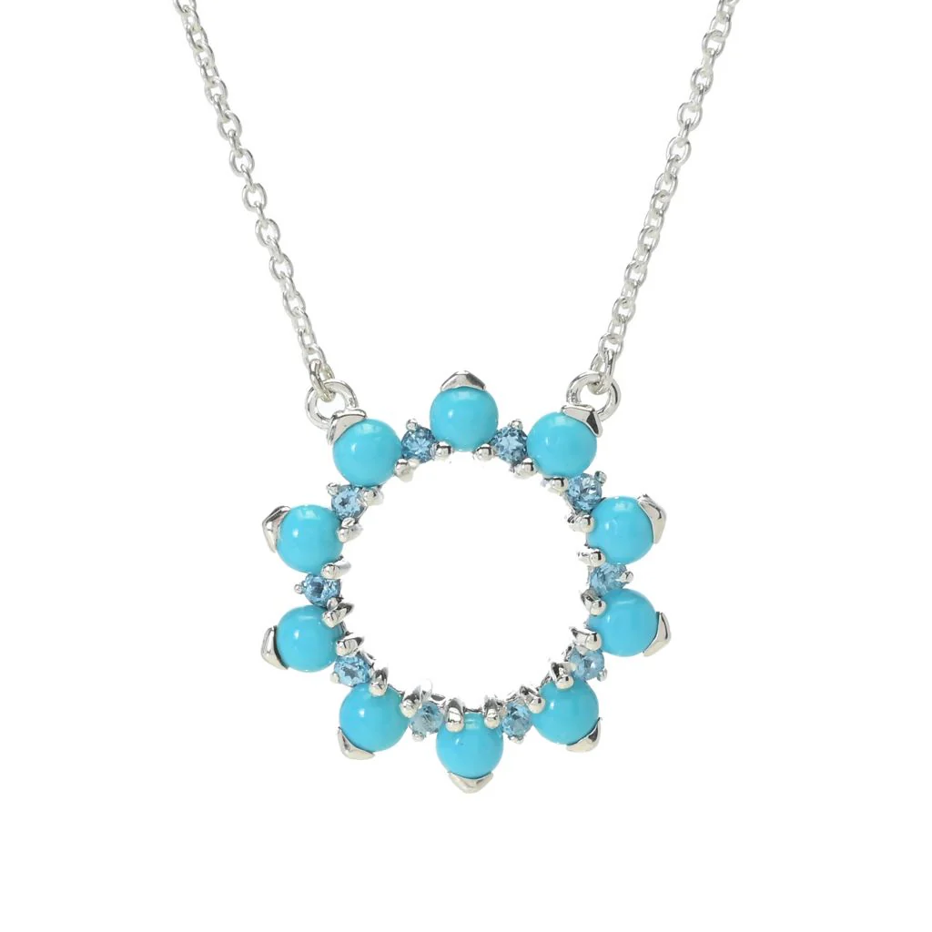 Artisan Silver by Samuel B. Sleeping Beauty Turquoise & Blue Topaz Necklace