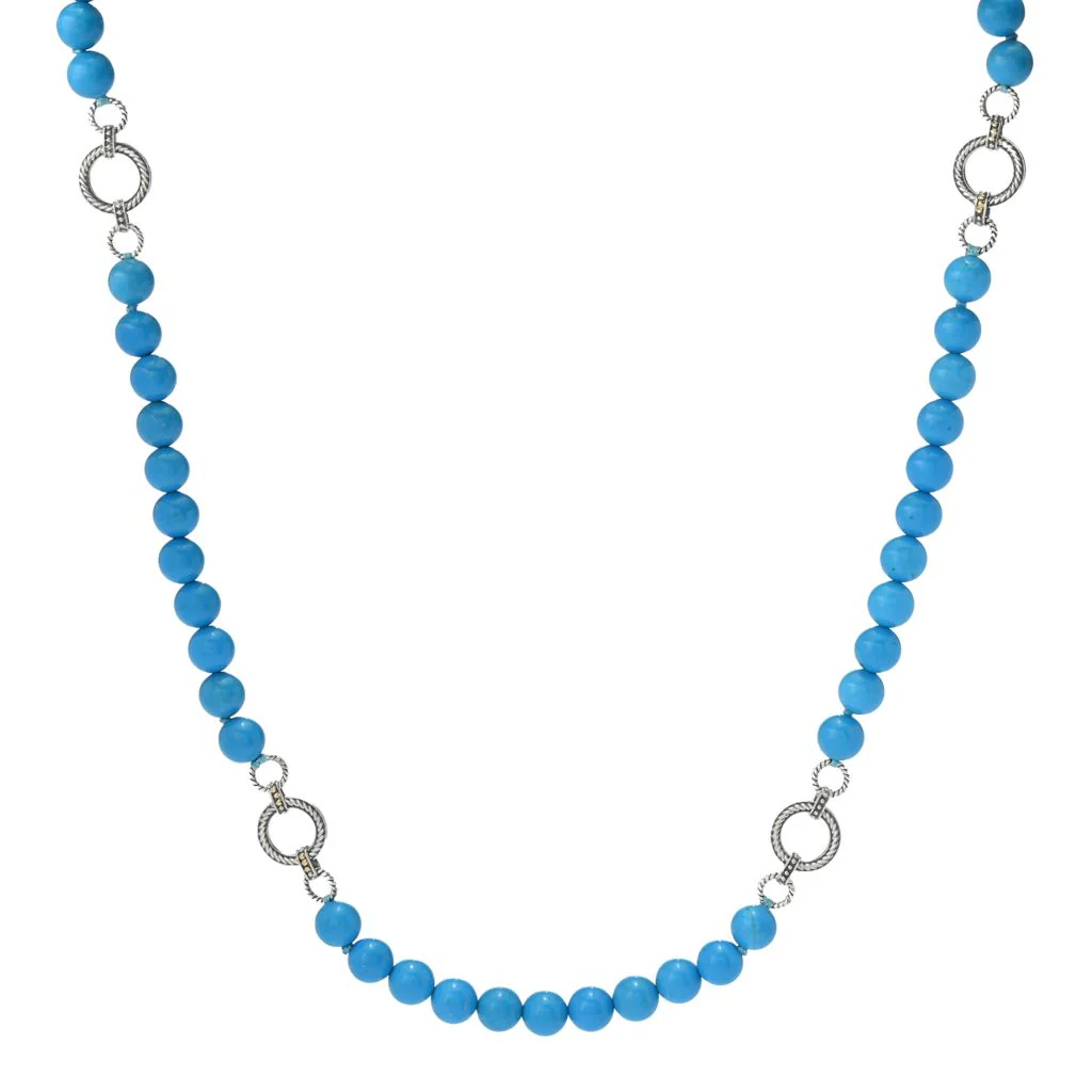 Artisan Silver by Samuel B. Turquoise Bead & Silver Link Station Necklace - Image 5