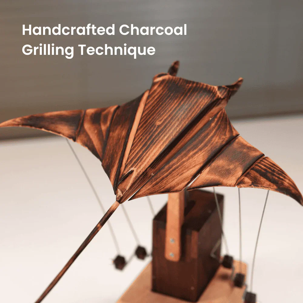 Artisan Wooden Manta Ray Automaton Retro Kinetic Desk Display Sculpture - Image 2