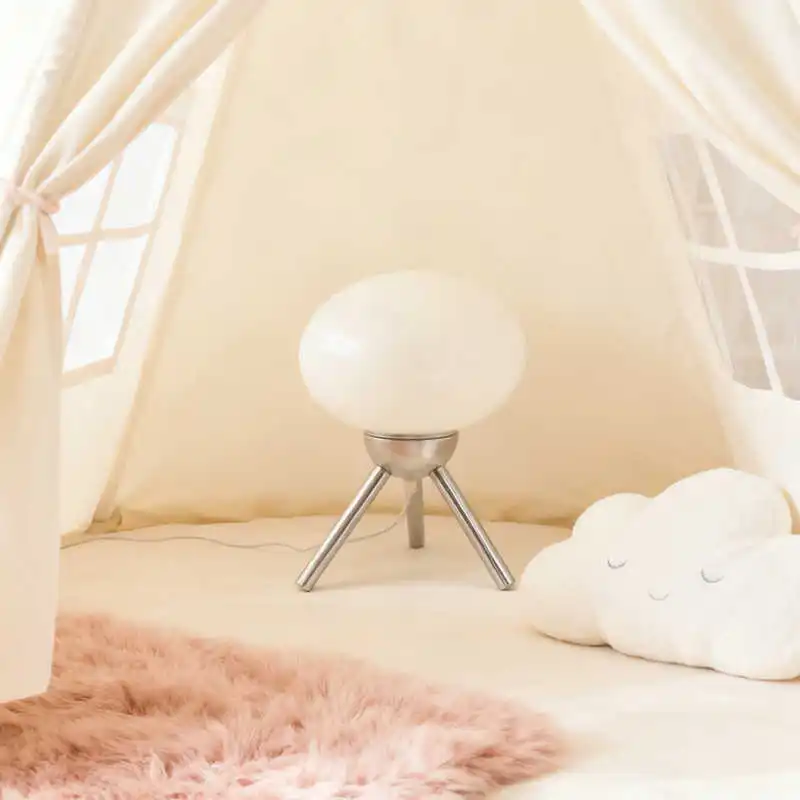 Artistic Spherical Glass Table Lamp Tripod Base Decorative Ambient Lamp for Home