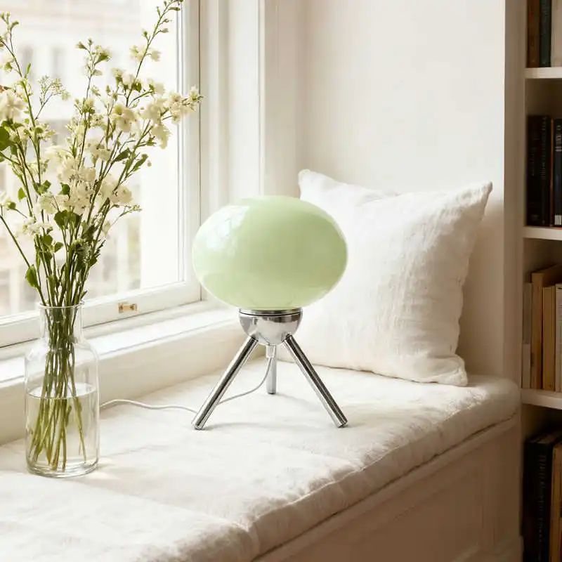 Artistic Spherical Glass Table Lamp Tripod Base Decorative Ambient Lamp for Home - Image 2