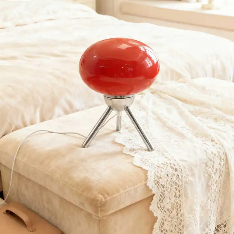 Artistic Spherical Glass Table Lamp Tripod Base Decorative Ambient Lamp for Home - Image 5