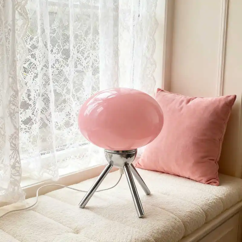 Artistic Spherical Glass Table Lamp Tripod Base Decorative Ambient Lamp for Home - Image 6