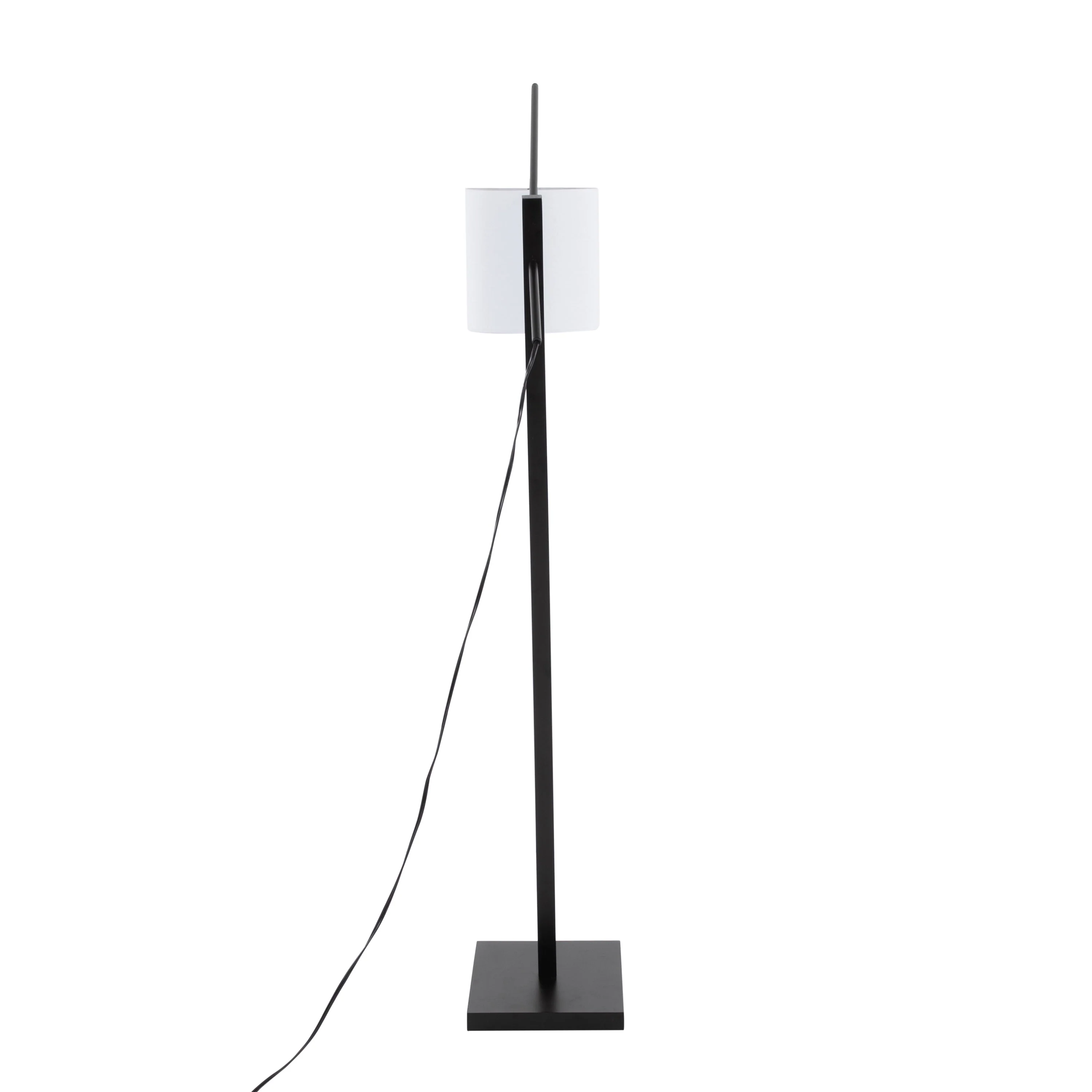Arturo Contemporary Floor Lamp in Black Wood and Black Steel with White Fabric Shade - Image 5