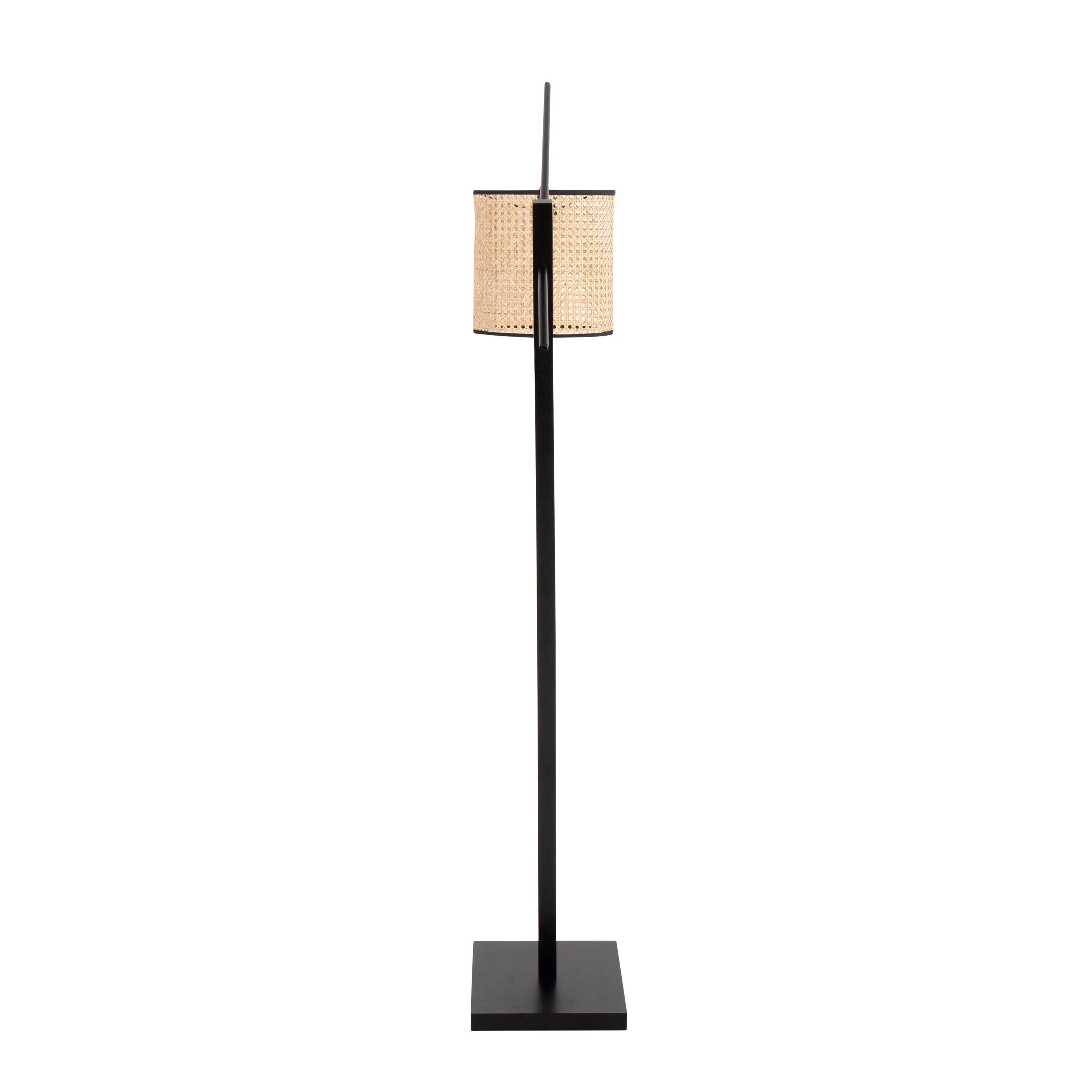Arturo Contemporary Floor Lamp in Black Wood and Steel with Rattan Shade - Image 5