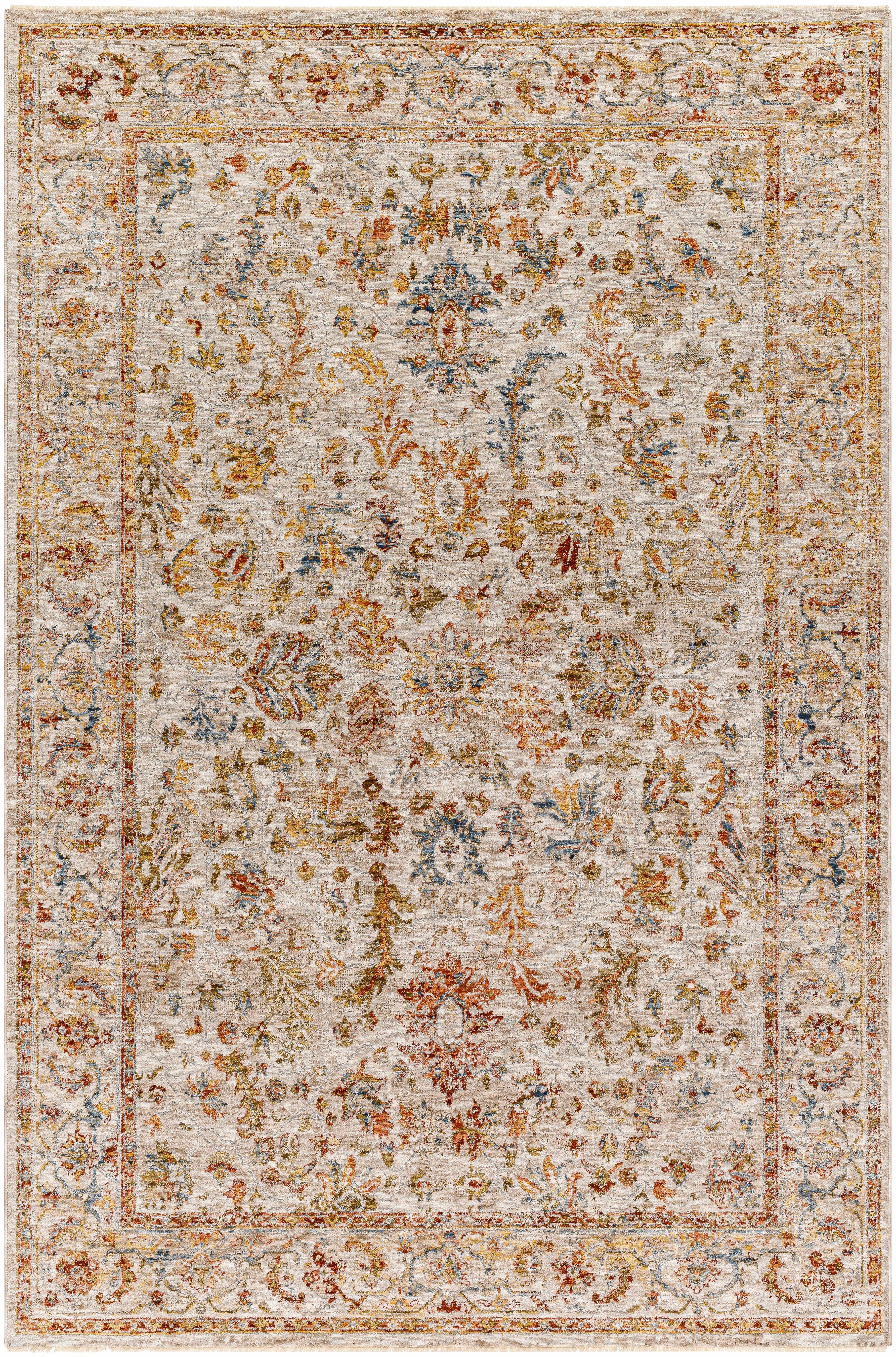 Asabi Beige Textured Rug with Fringes
