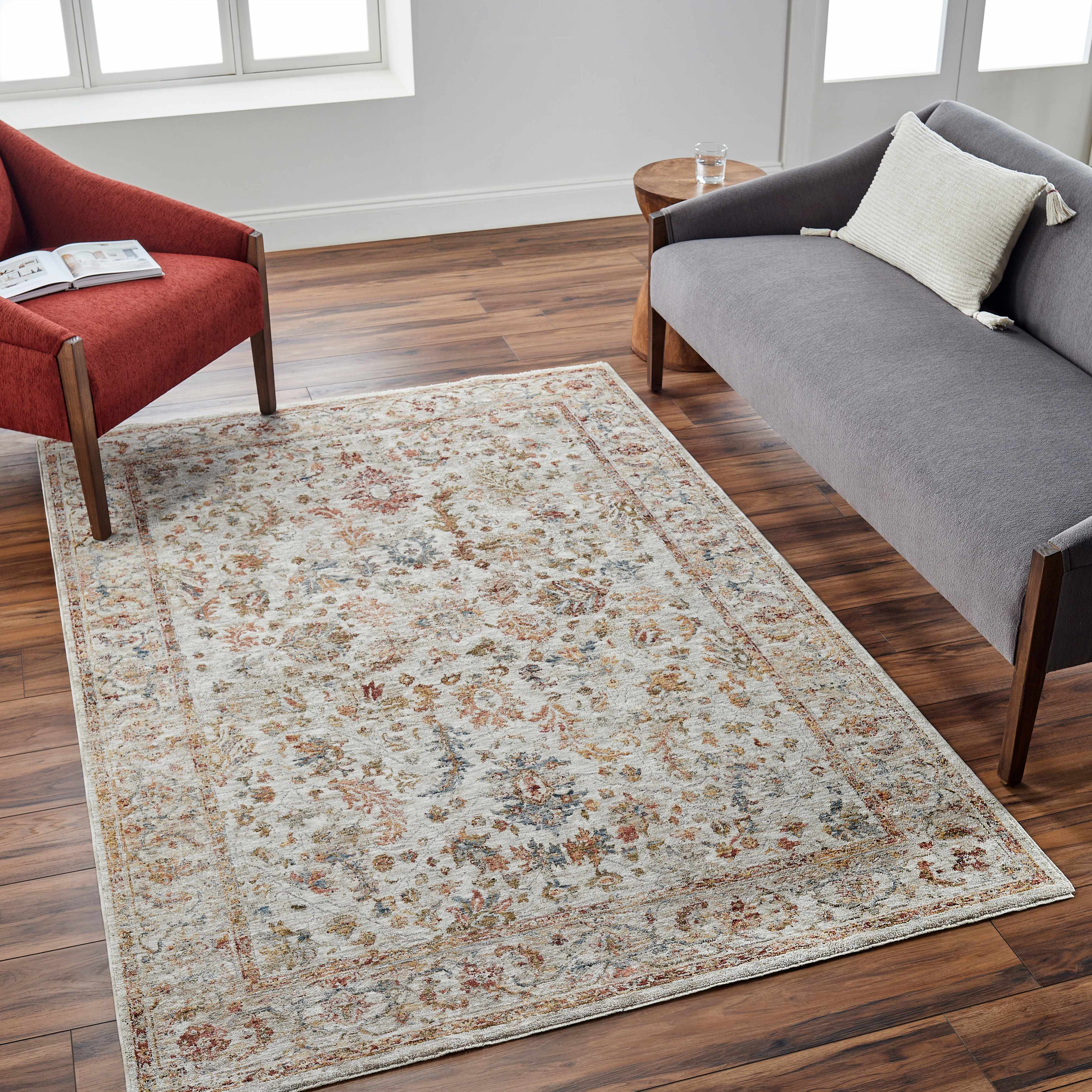 Asabi Beige Textured Rug with Fringes - Image 2