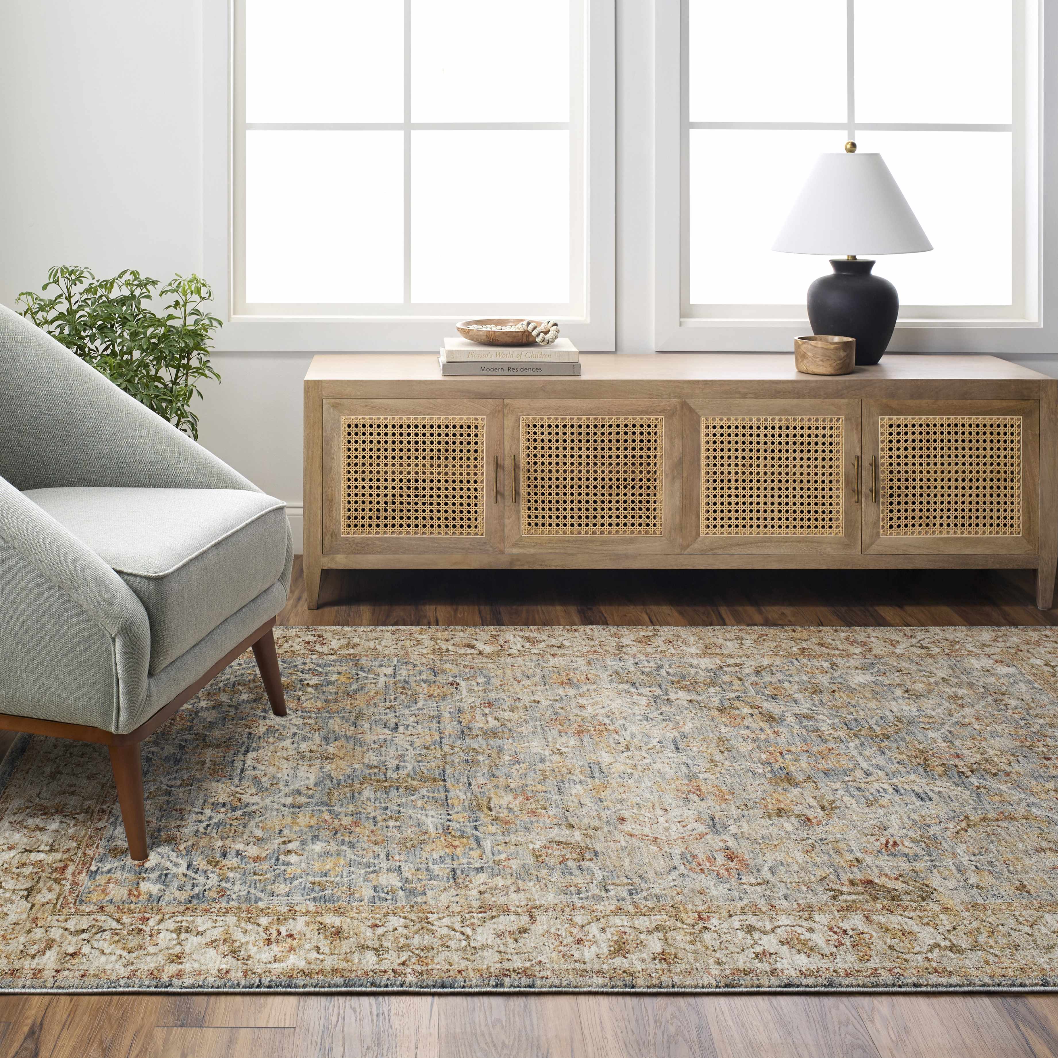 Asabi Blue Textured Rug with Fringes - Image 2