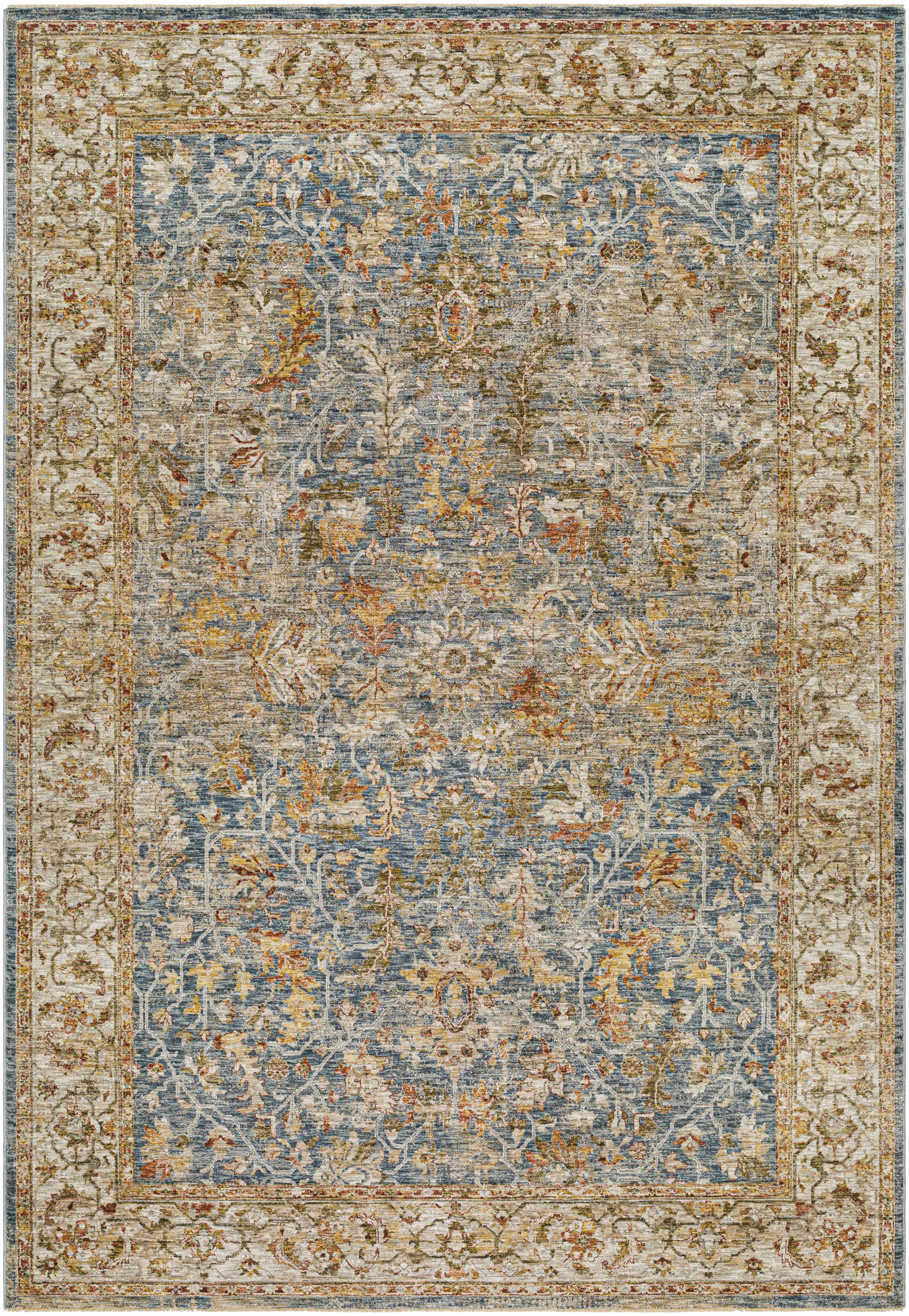 Asabi Blue Textured Rug with Fringes - Image 4