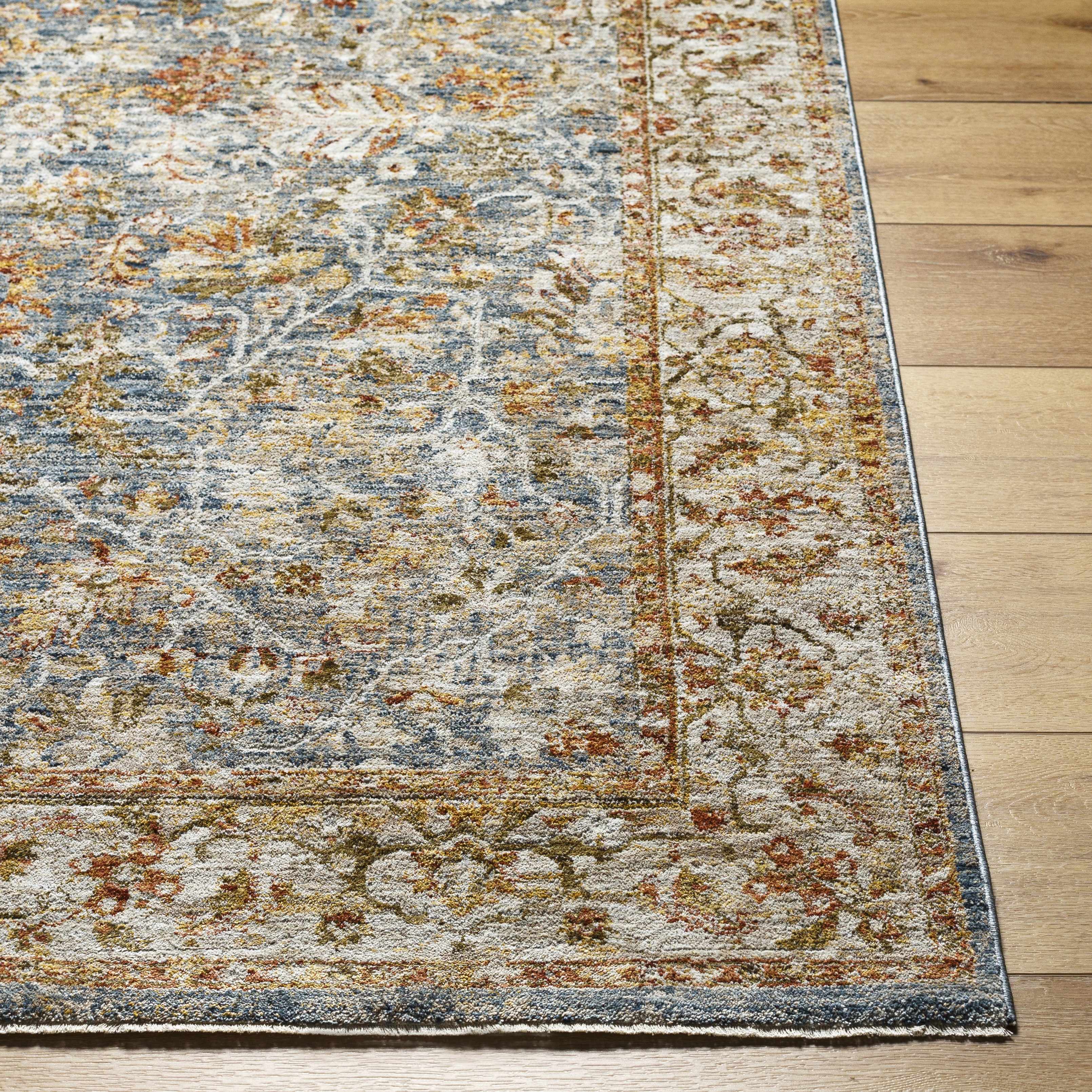 Asabi Blue Textured Rug with Fringes - Image 5