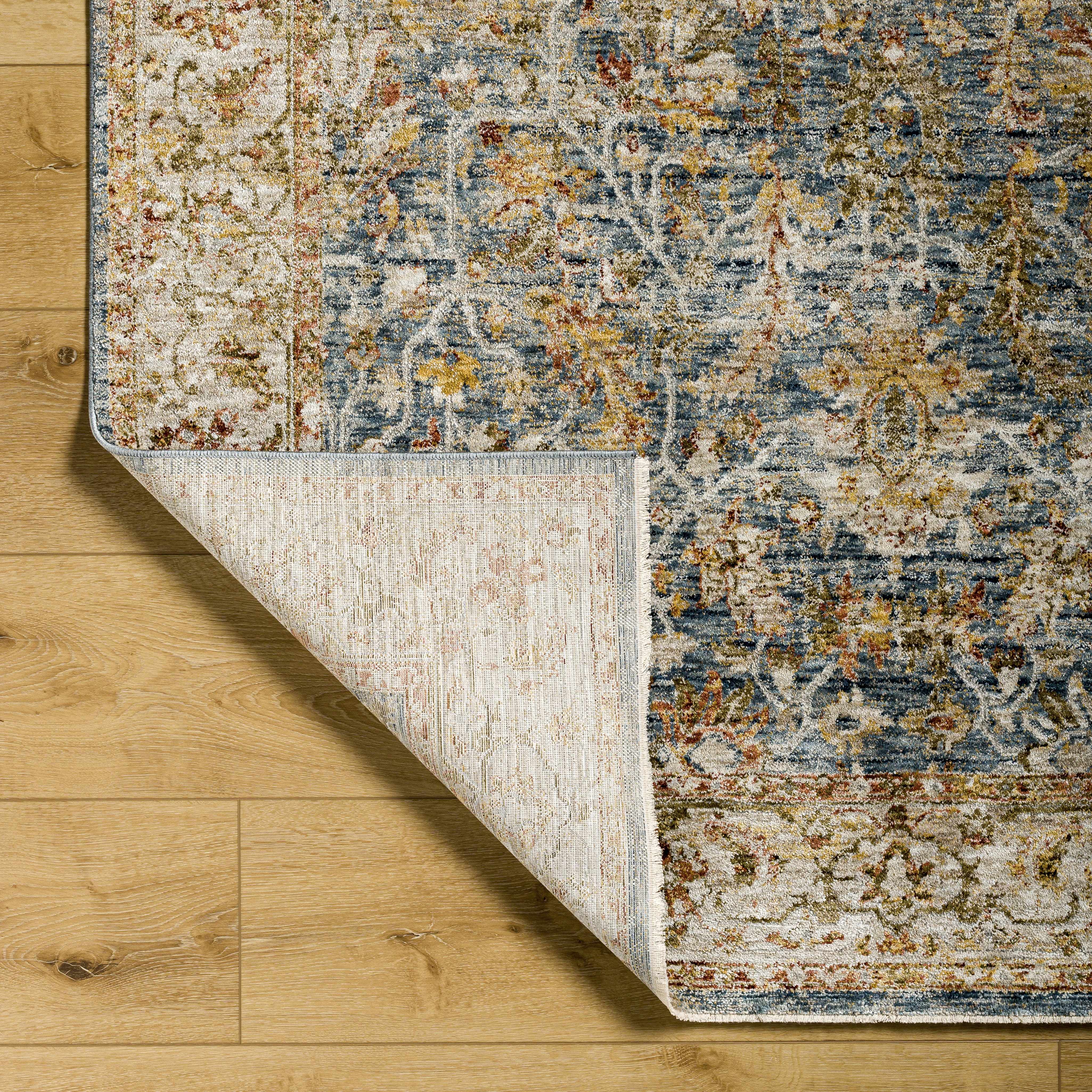 Asabi Blue Textured Rug with Fringes - Image 7