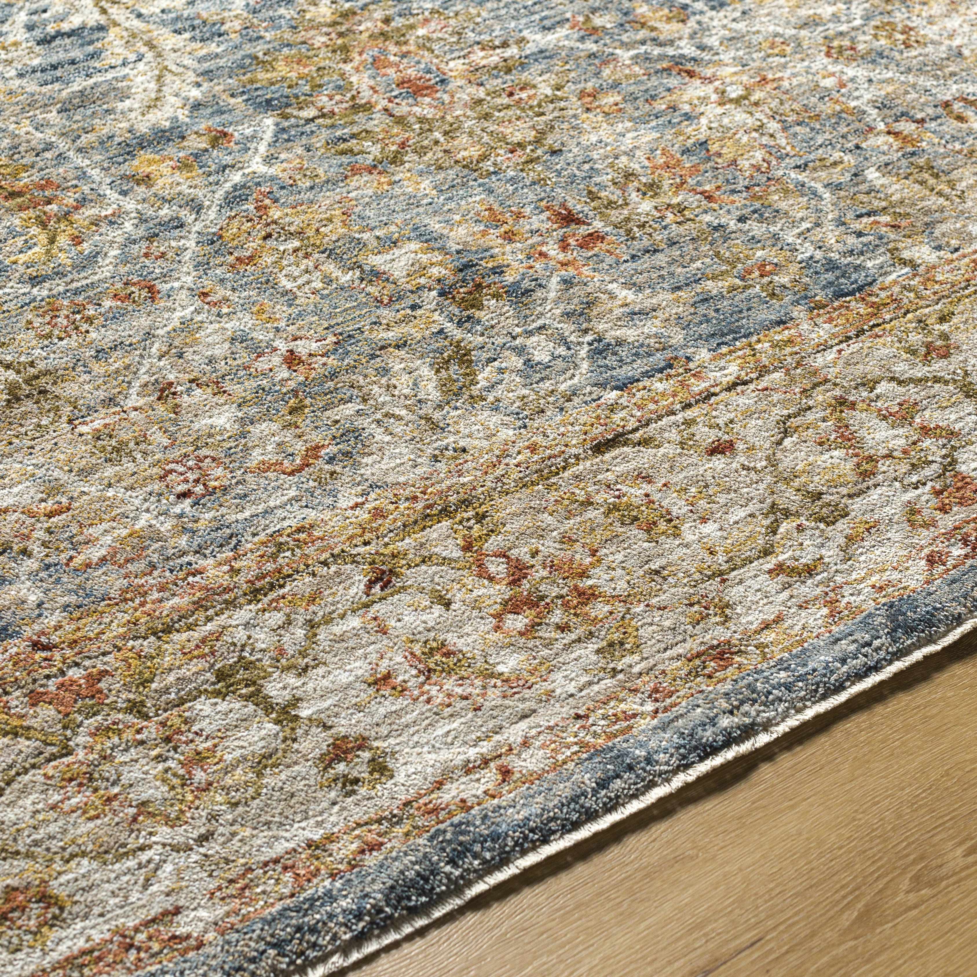 Asabi Blue Textured Rug with Fringes - Image 8