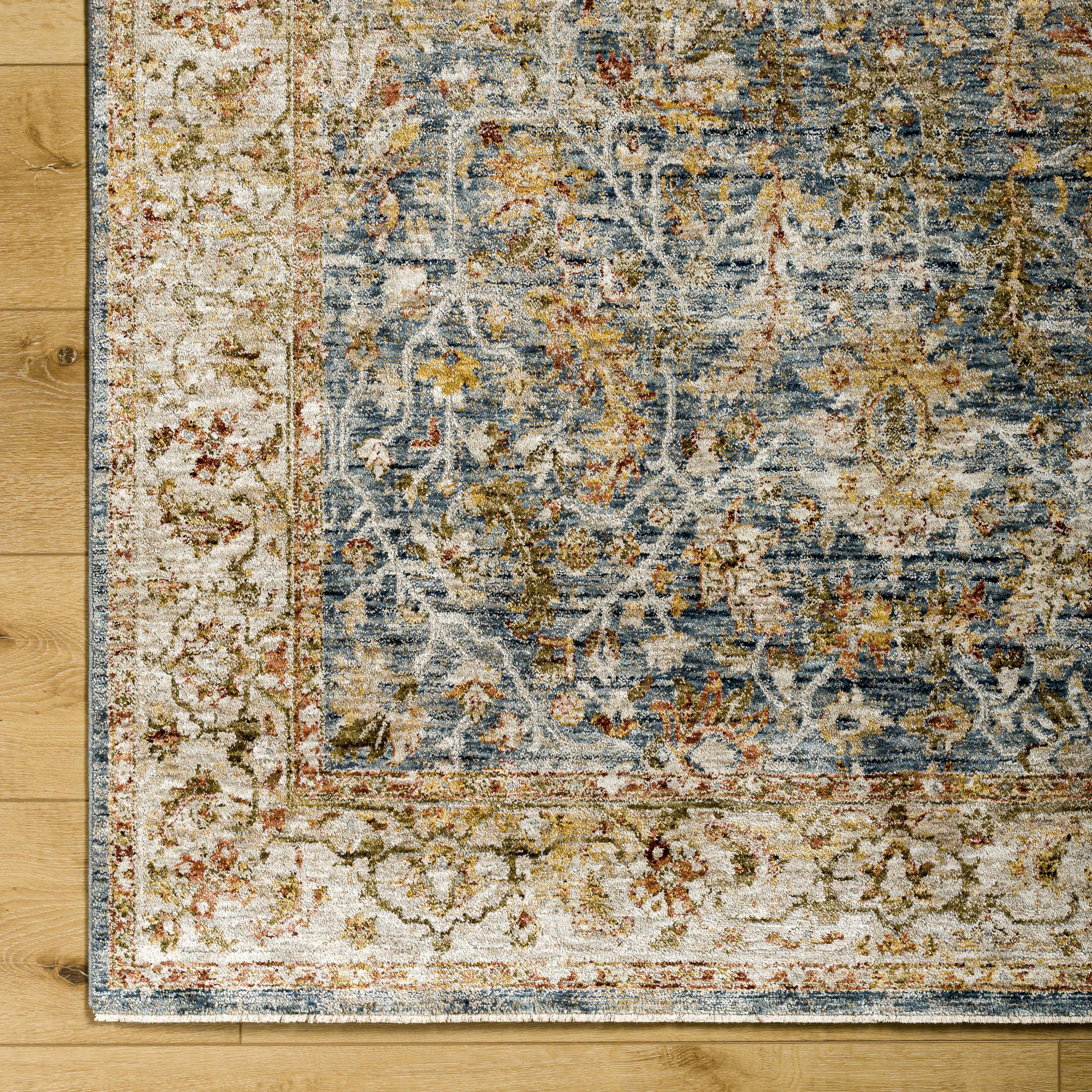 Asabi Blue Textured Rug with Fringes - Image 9