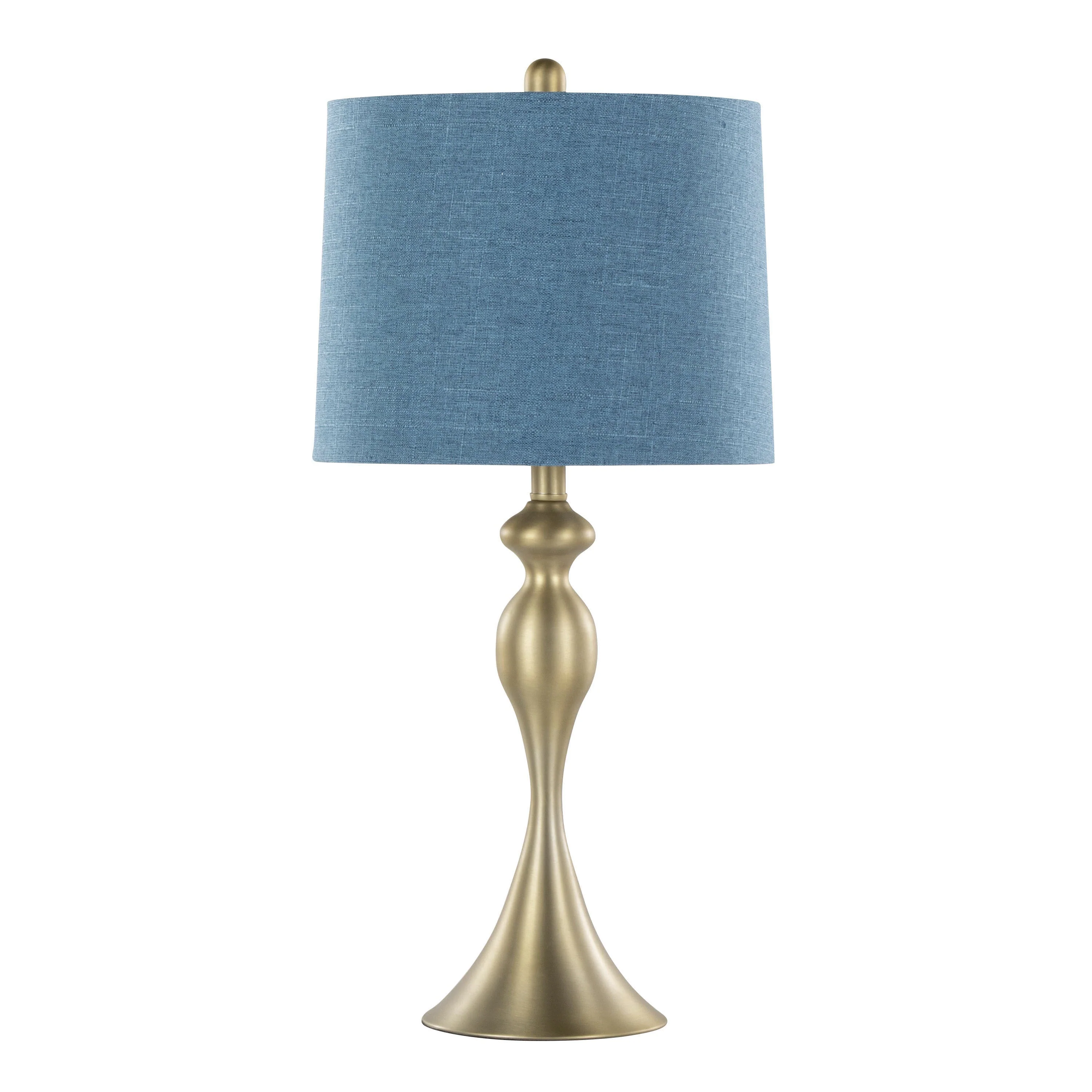 Ashland 27" Contemporary Metal Table Lamp Set in Gold with Linen Shades - Image 2