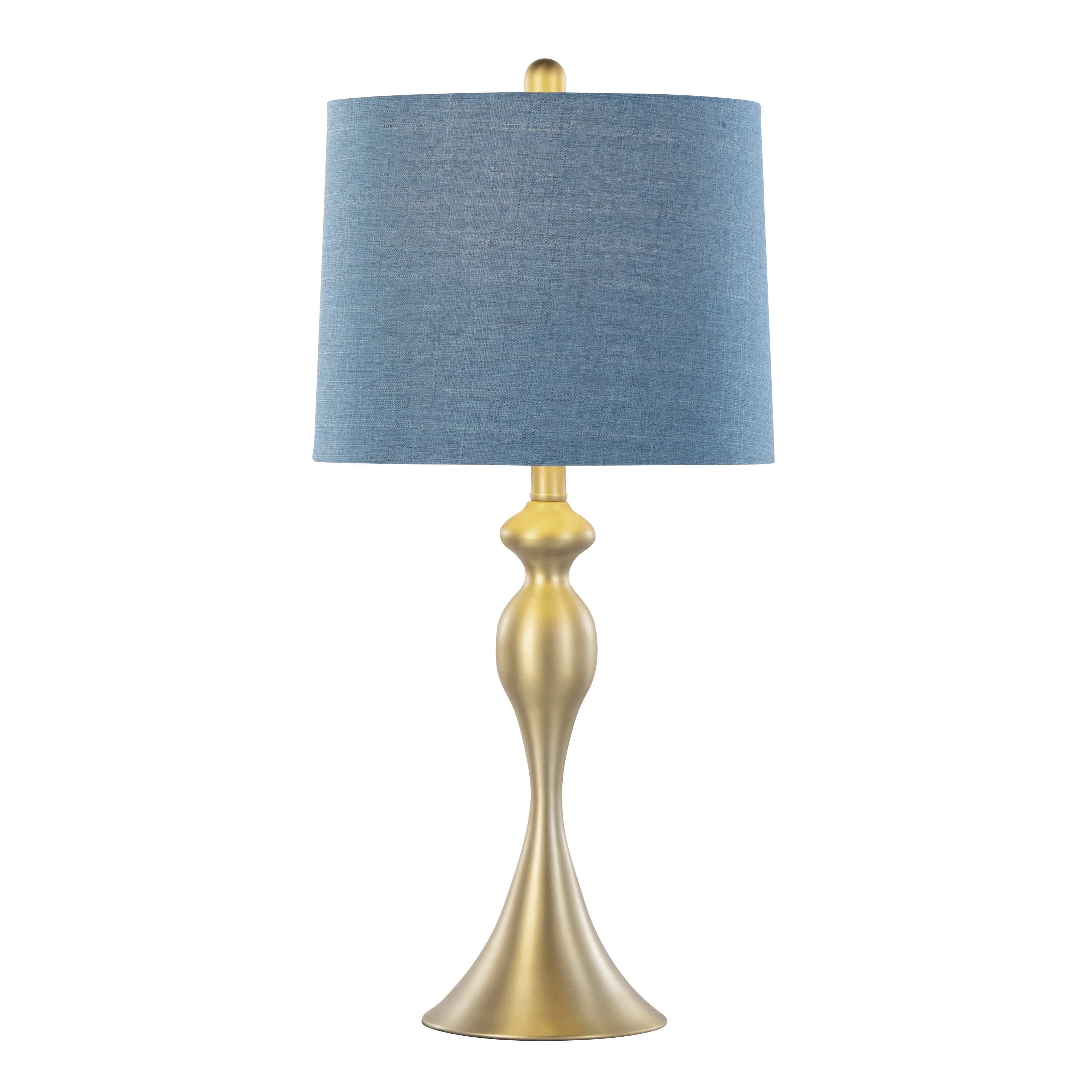 Ashland 27" Contemporary Metal Table Lamp Set in Gold with Linen Shades - Image 3
