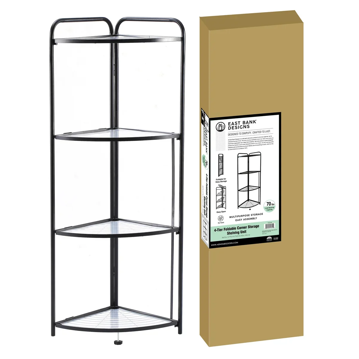 Assembled Black Foldable Corner Shelving Unit - 2 Sizes! - Image 11