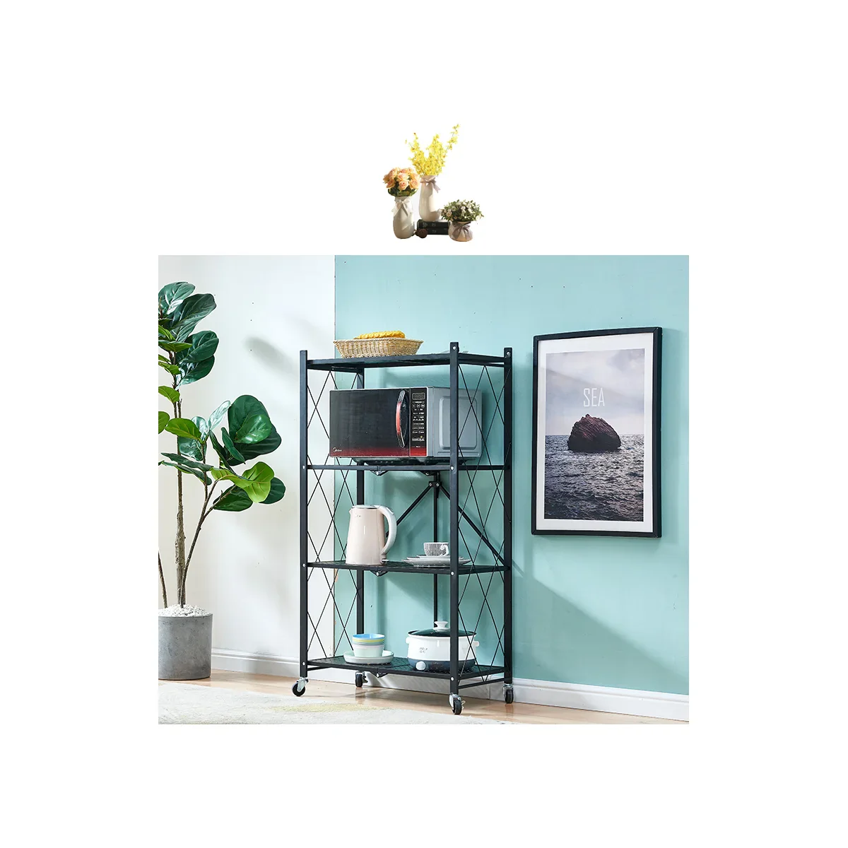 Assembled Black Foldable Metal Storage Shelving Unit - Image 17