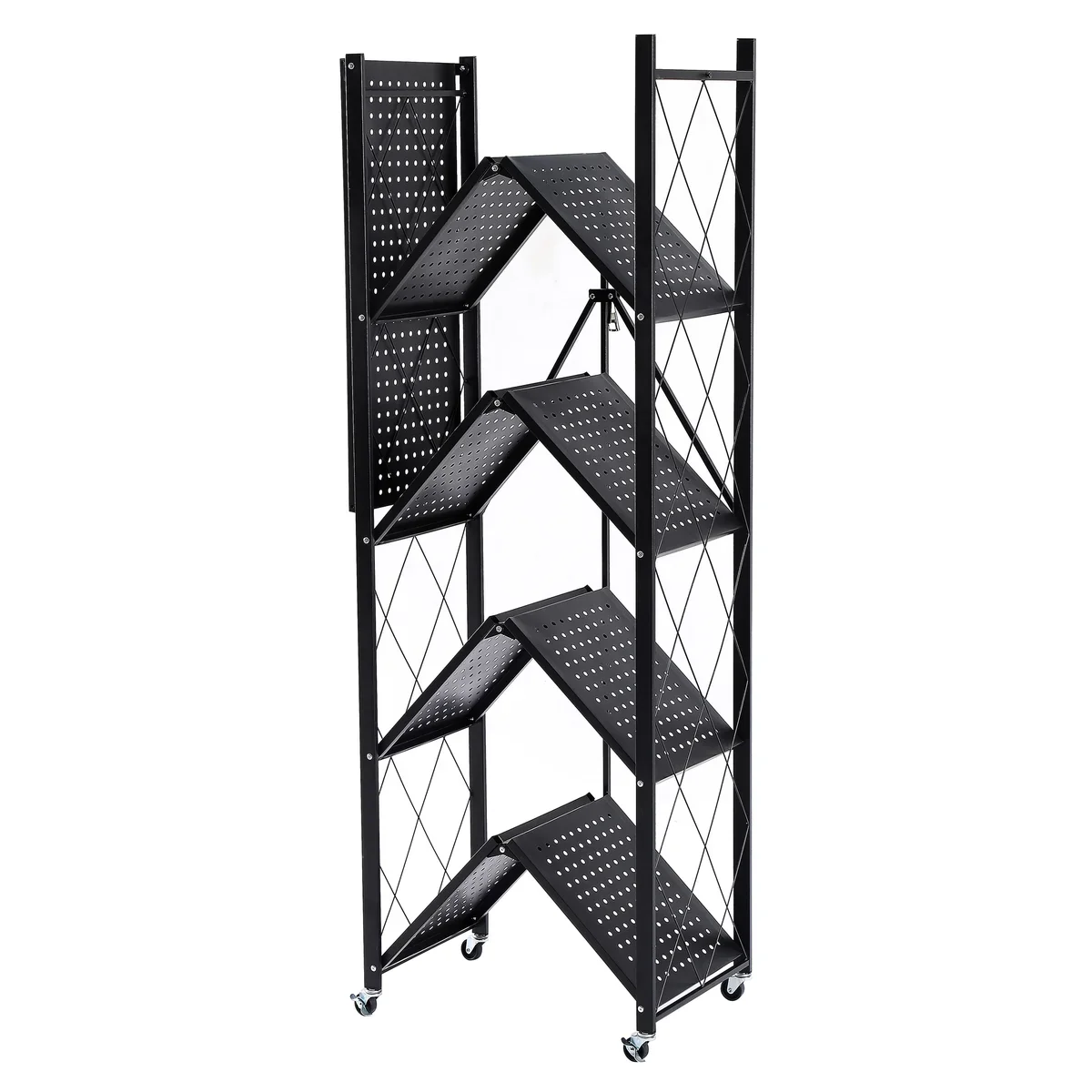 Assembled Black Foldable Metal Storage Shelving Unit - Image 3