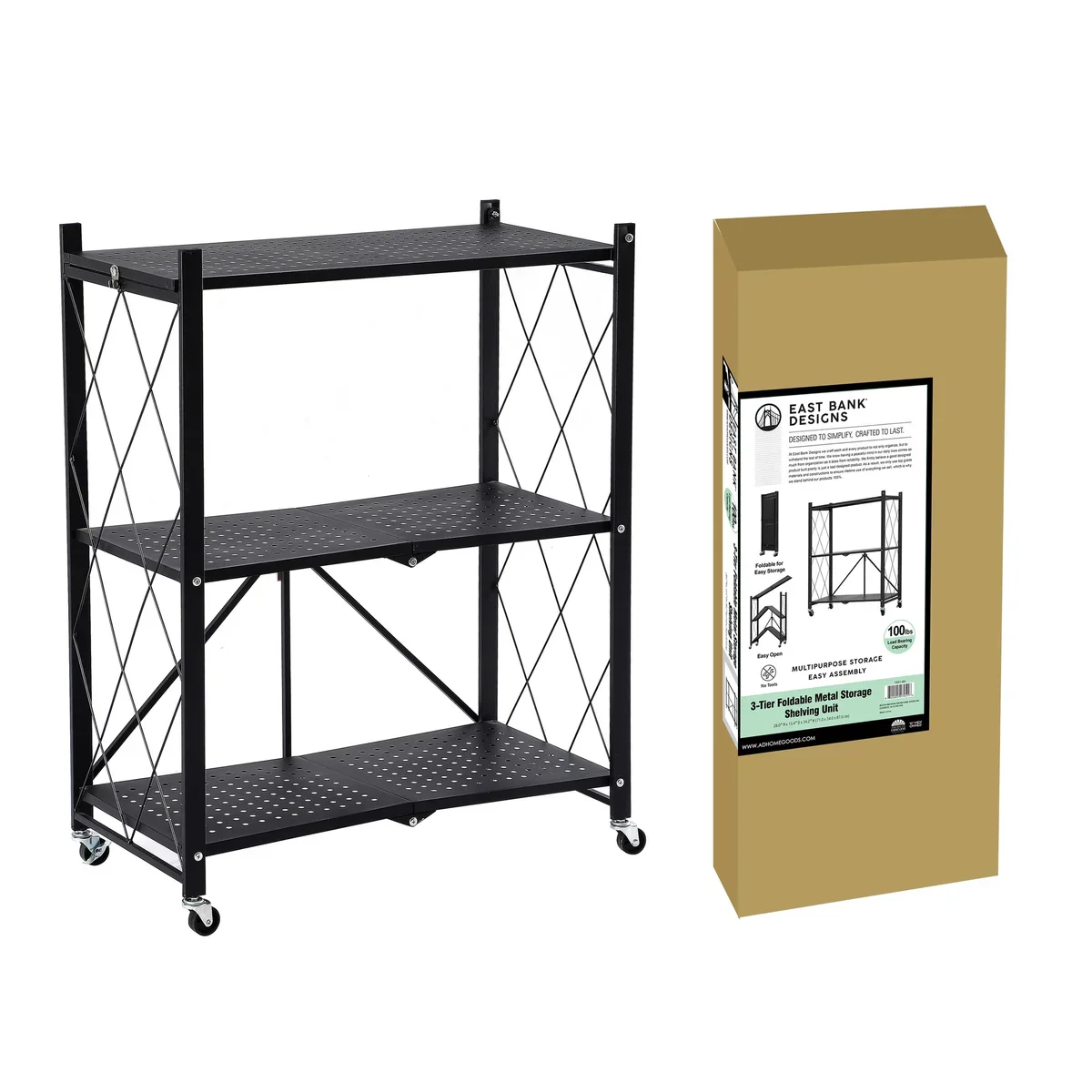 Assembled Black Foldable Metal Storage Shelving Unit - Image 34