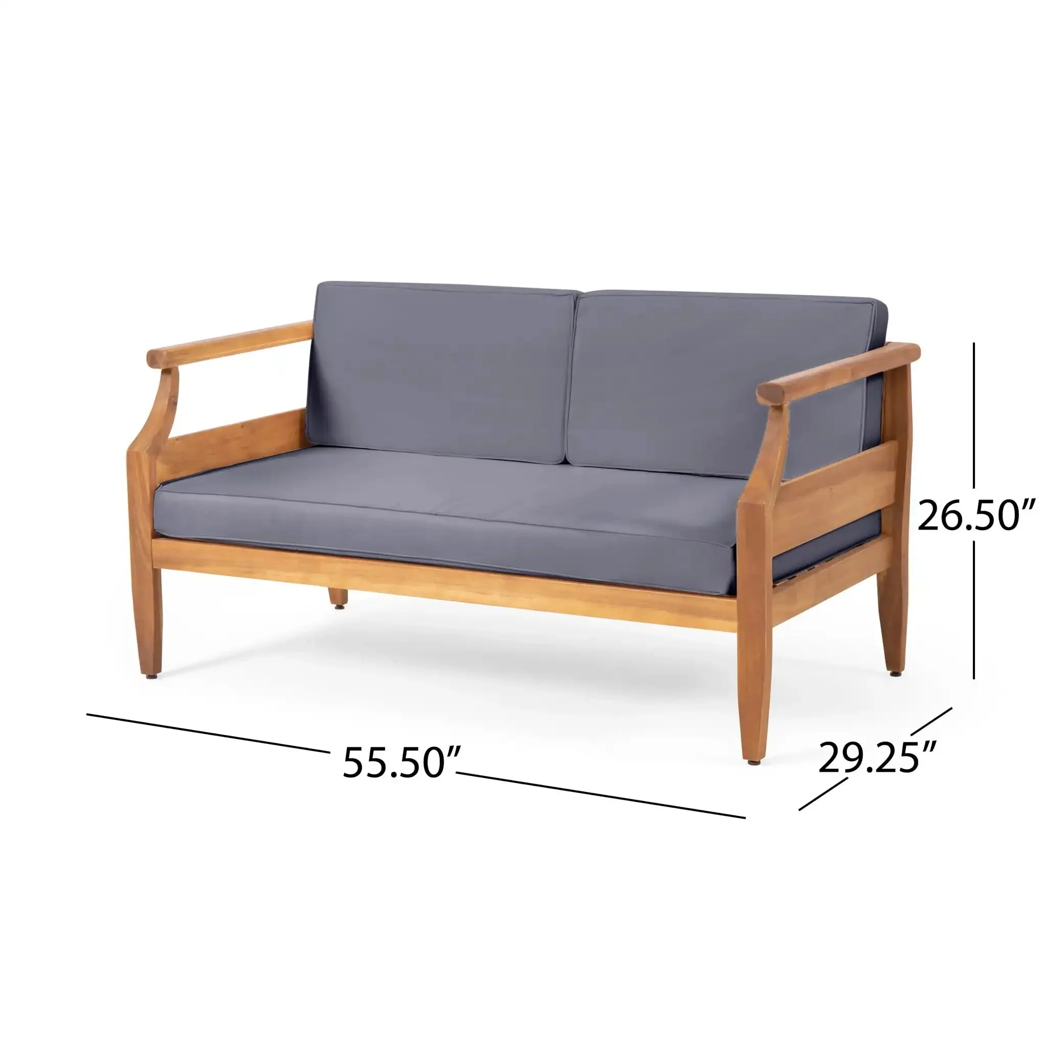 Aston - 2 Piece Wood Outdoor Patio Conversation Seating Set With Cushions - Image 2