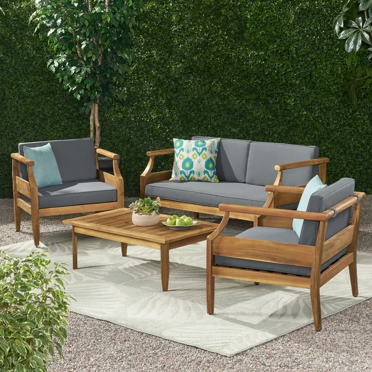 Aston Outdoor 4 Seater Chat Set with Cushions - Image 2