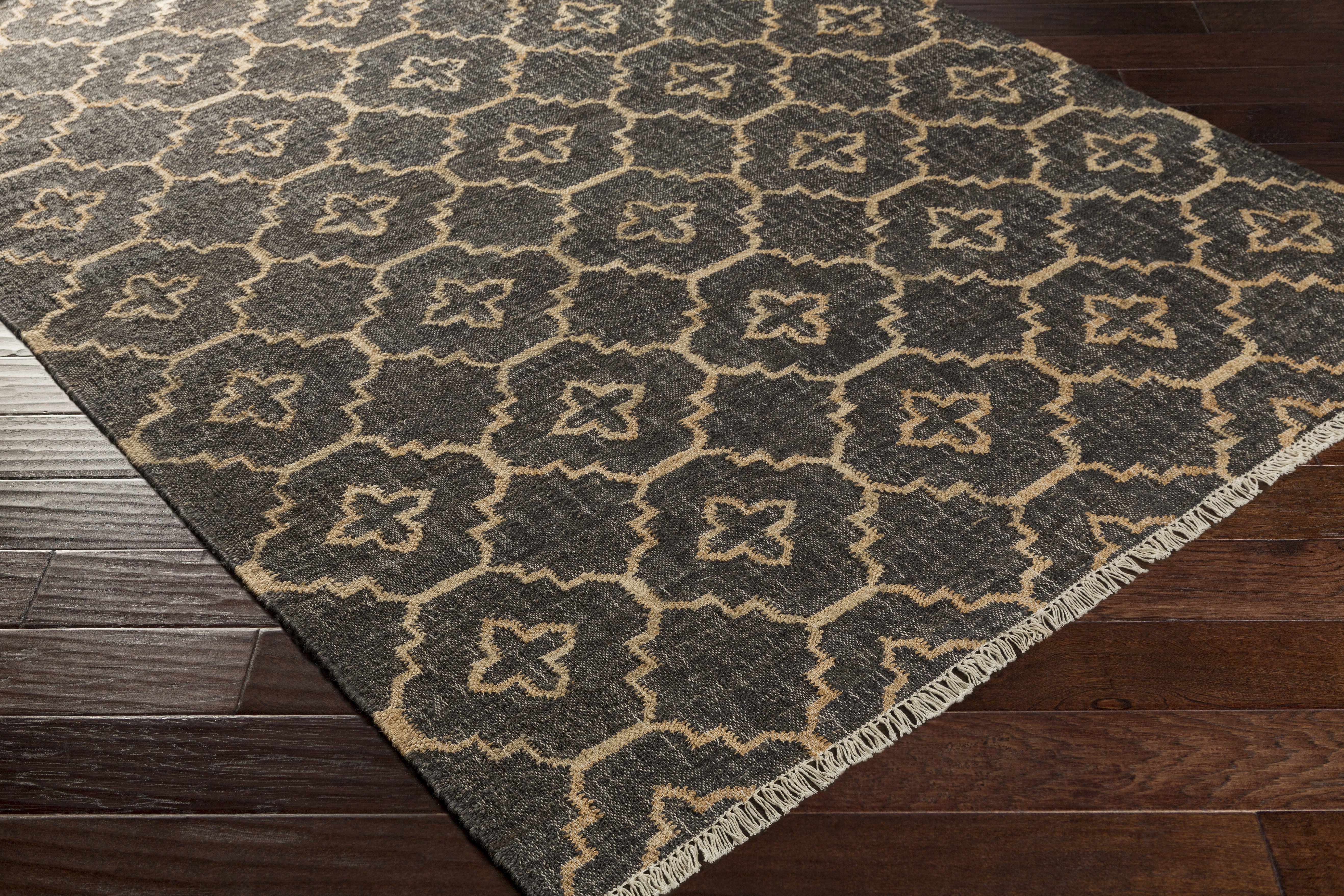 Astoria Black&Tan Trellis Fringed Jute Carpet - Clearance - Image 2