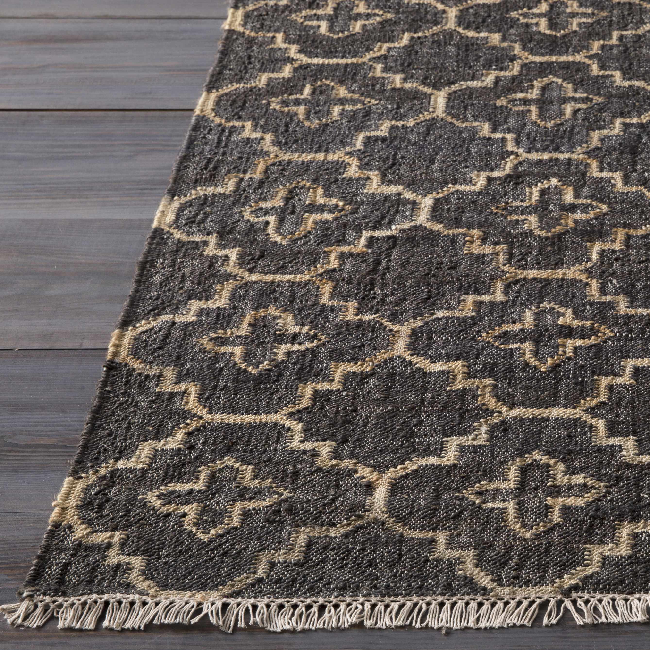 Astoria Black&Tan Trellis Fringed Jute Carpet - Clearance - Image 3