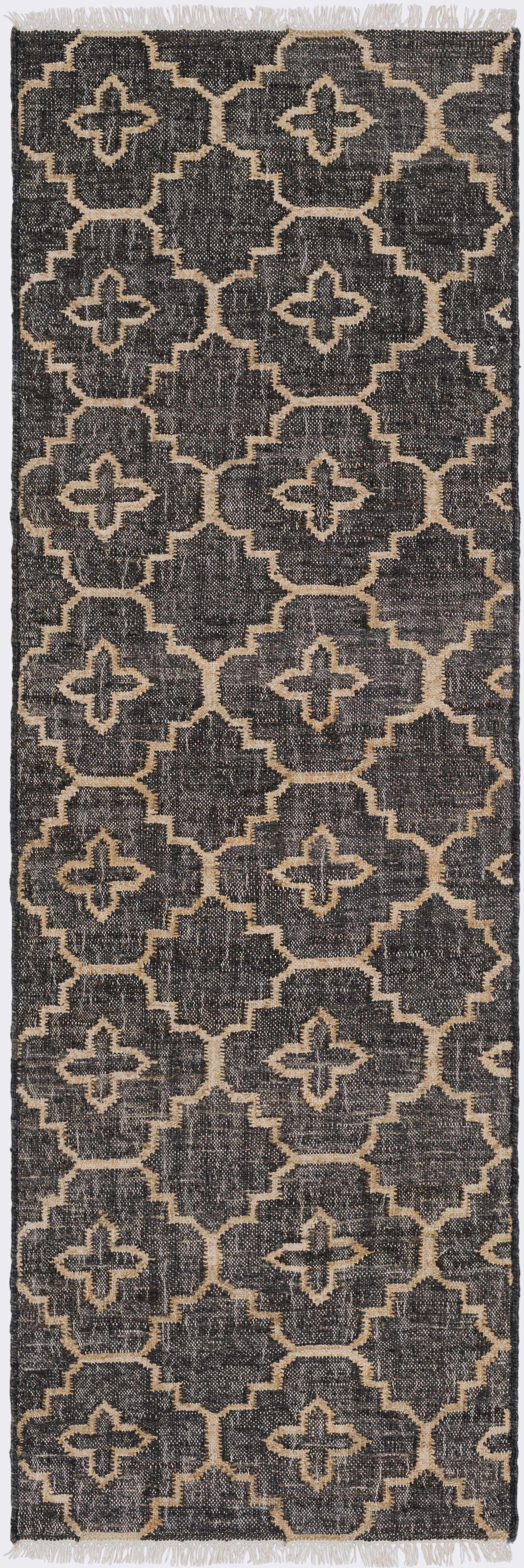 Astoria Black&Tan Trellis Fringed Jute Carpet - Clearance - Image 4
