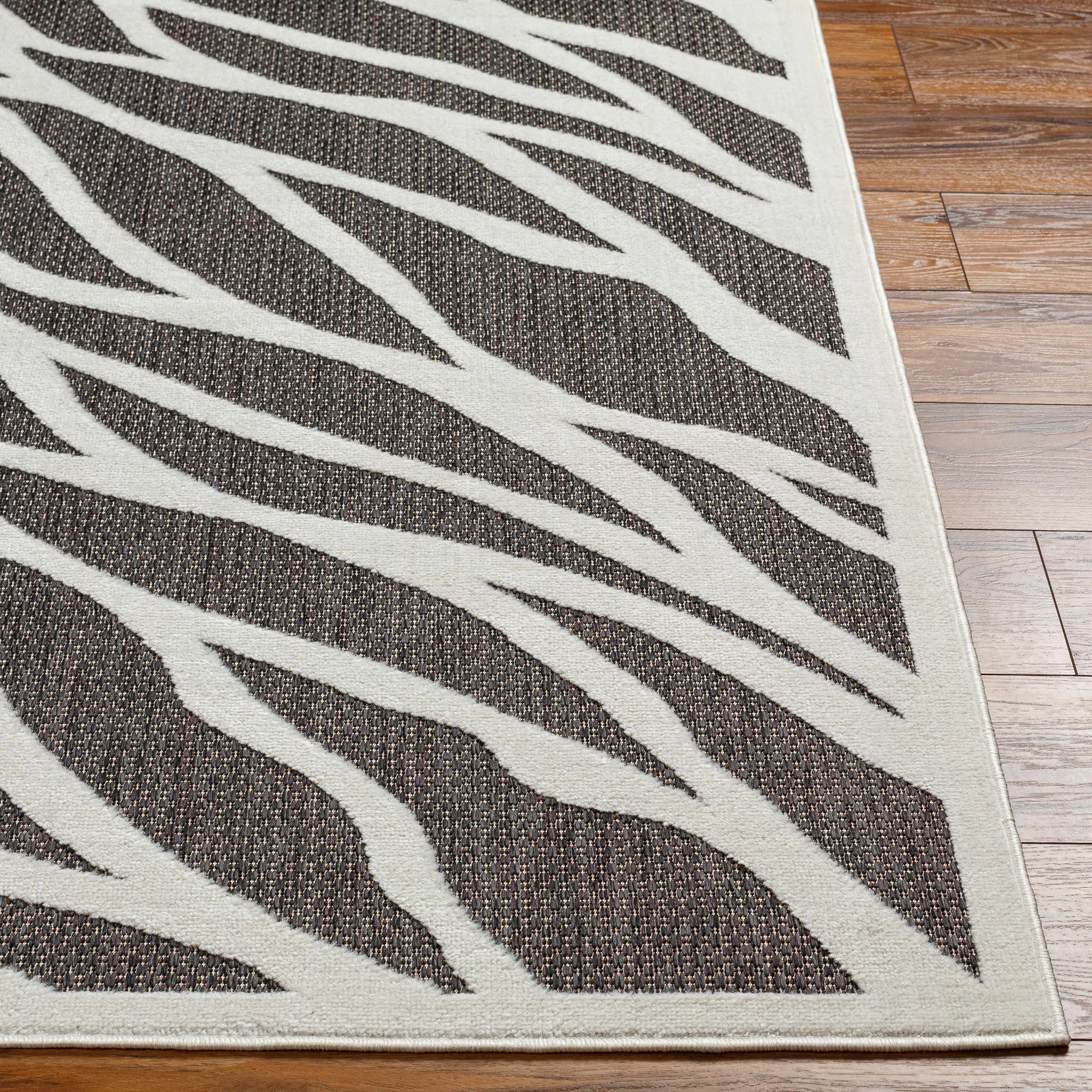 Astra Zebra Print Black Outdoor Rug - Clearance - Image 4