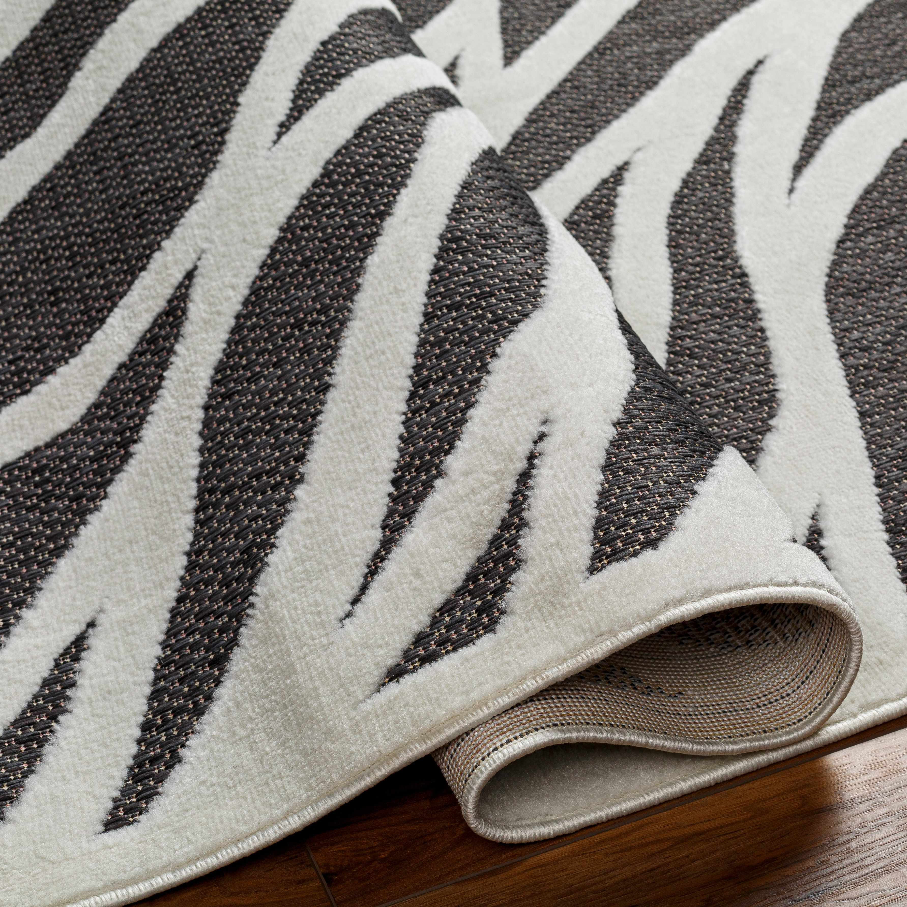 Astra Zebra Print Black Outdoor Rug - Clearance - Image 5