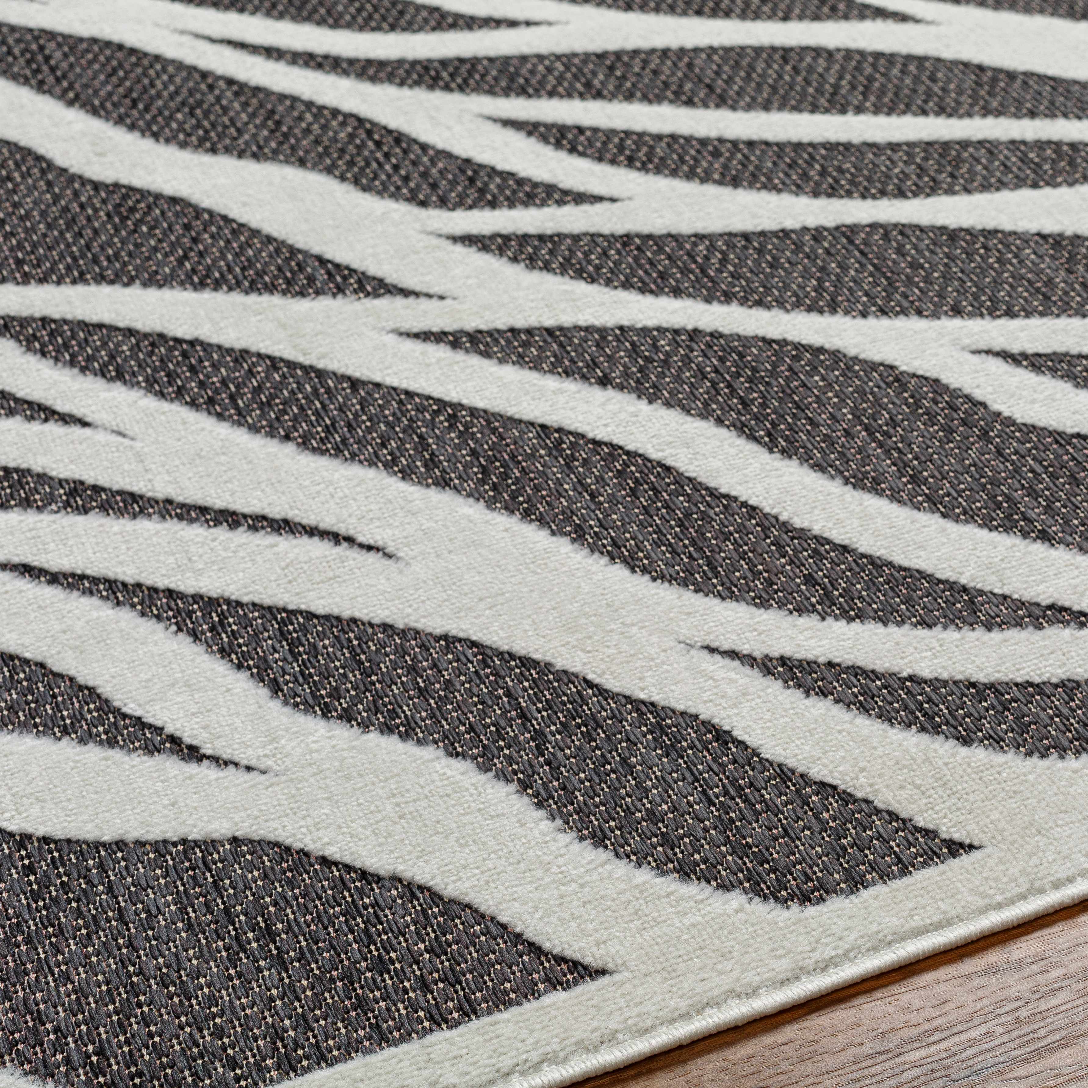 Astra Zebra Print Black Outdoor Rug - Clearance - Image 7