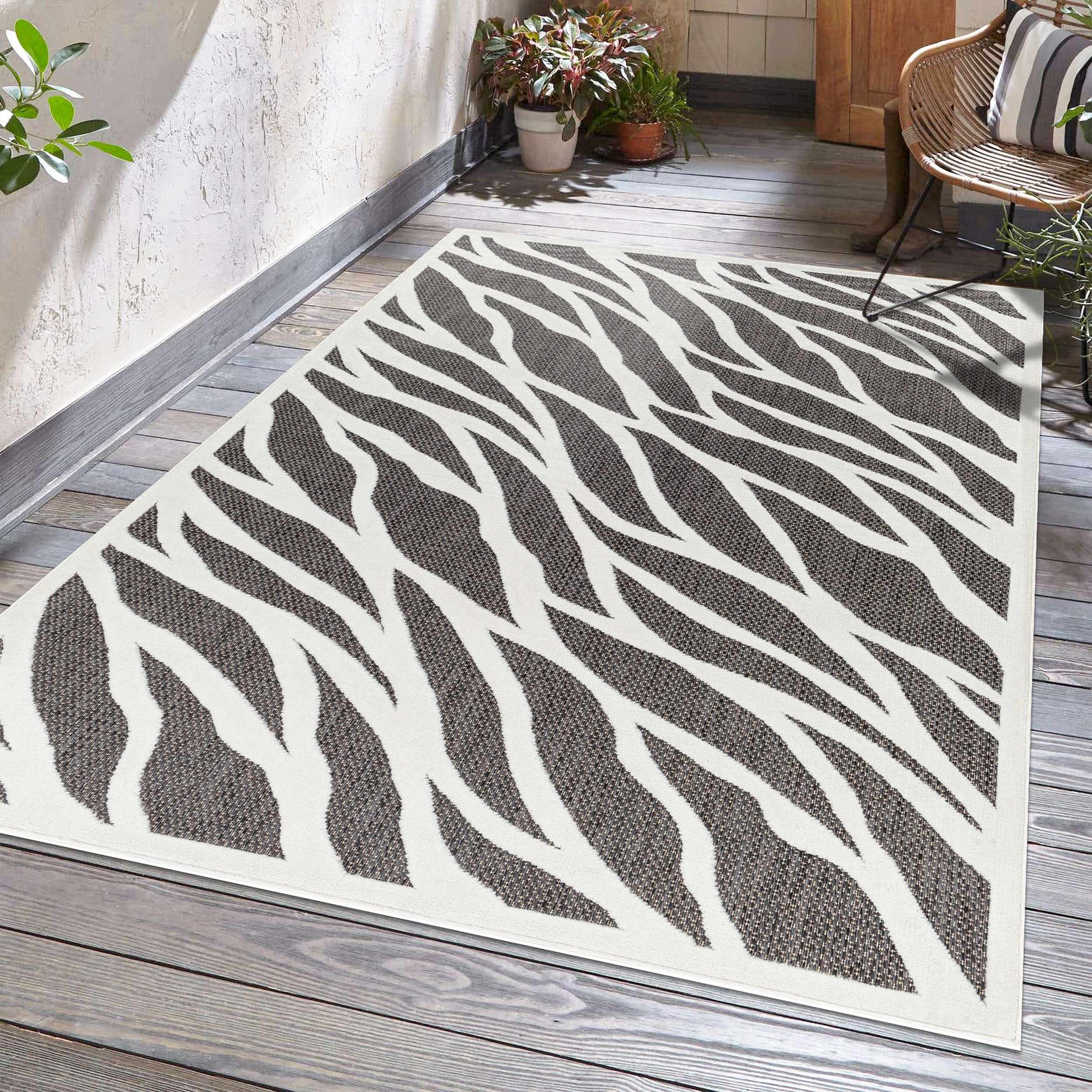 Astra Zebra Print Black Outdoor Rug - Clearance - Image 9