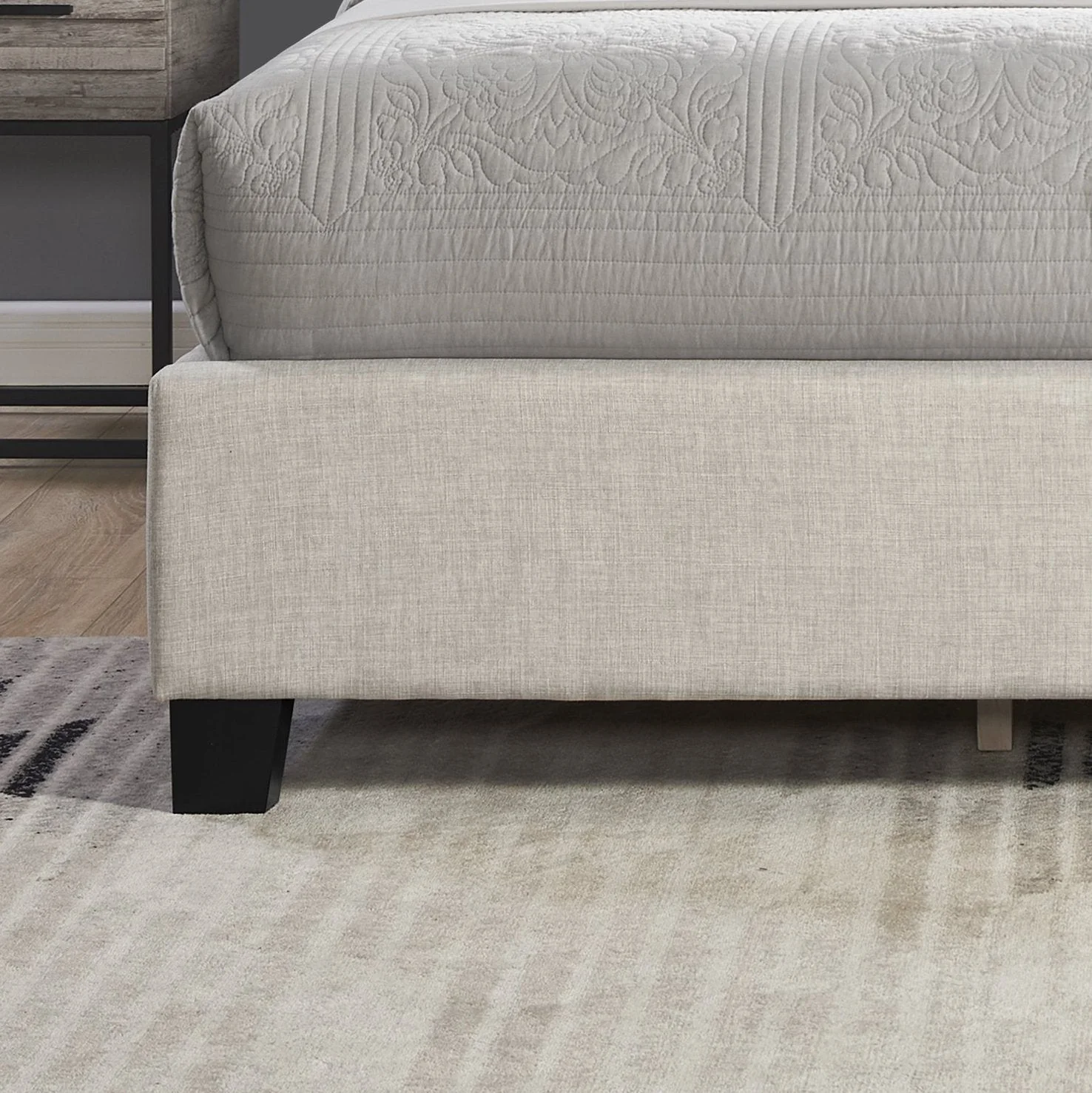 Astral 3-Piece Upholstered Bedroom Set, Tufted Wingback Bed with Two White Nightstands - Image 5